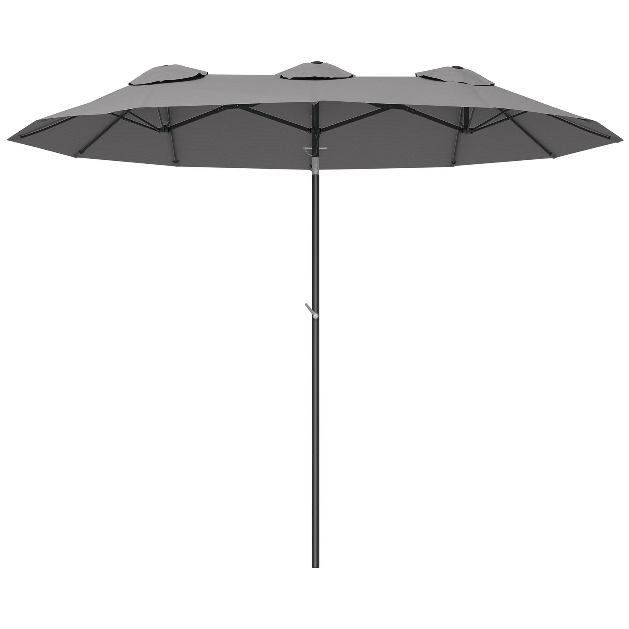 OUTSUNNY Parasol de jardin inclinable grande taille ouverture fermeture manivelle acier polyester haute densité gris