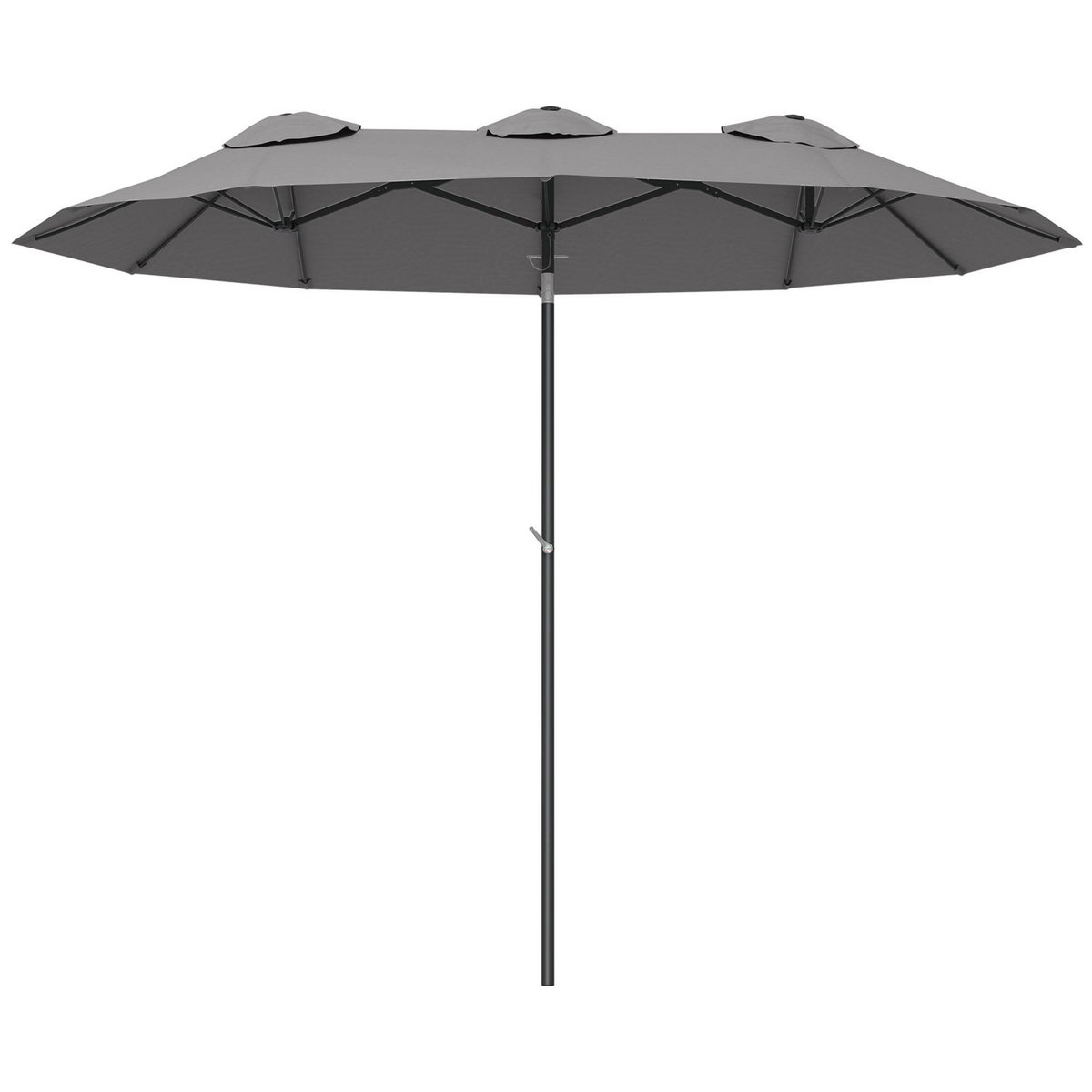 OUTSUNNY Parasol de jardin inclinable grande taille ouverture fermeture manivelle acier polyester haute densité gris