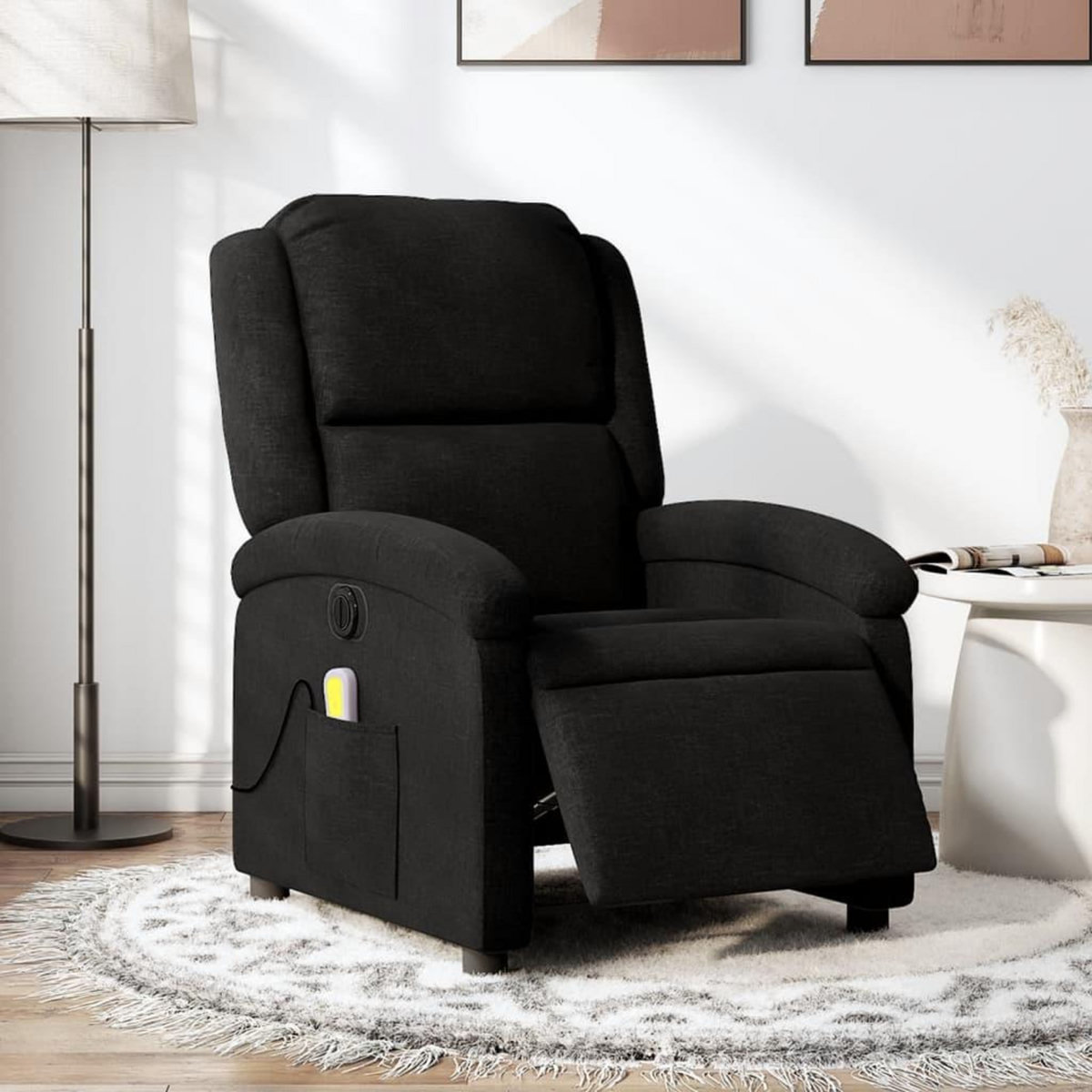 VIDAXL Fauteuil de massage inclinable electrique Noir Tissu
