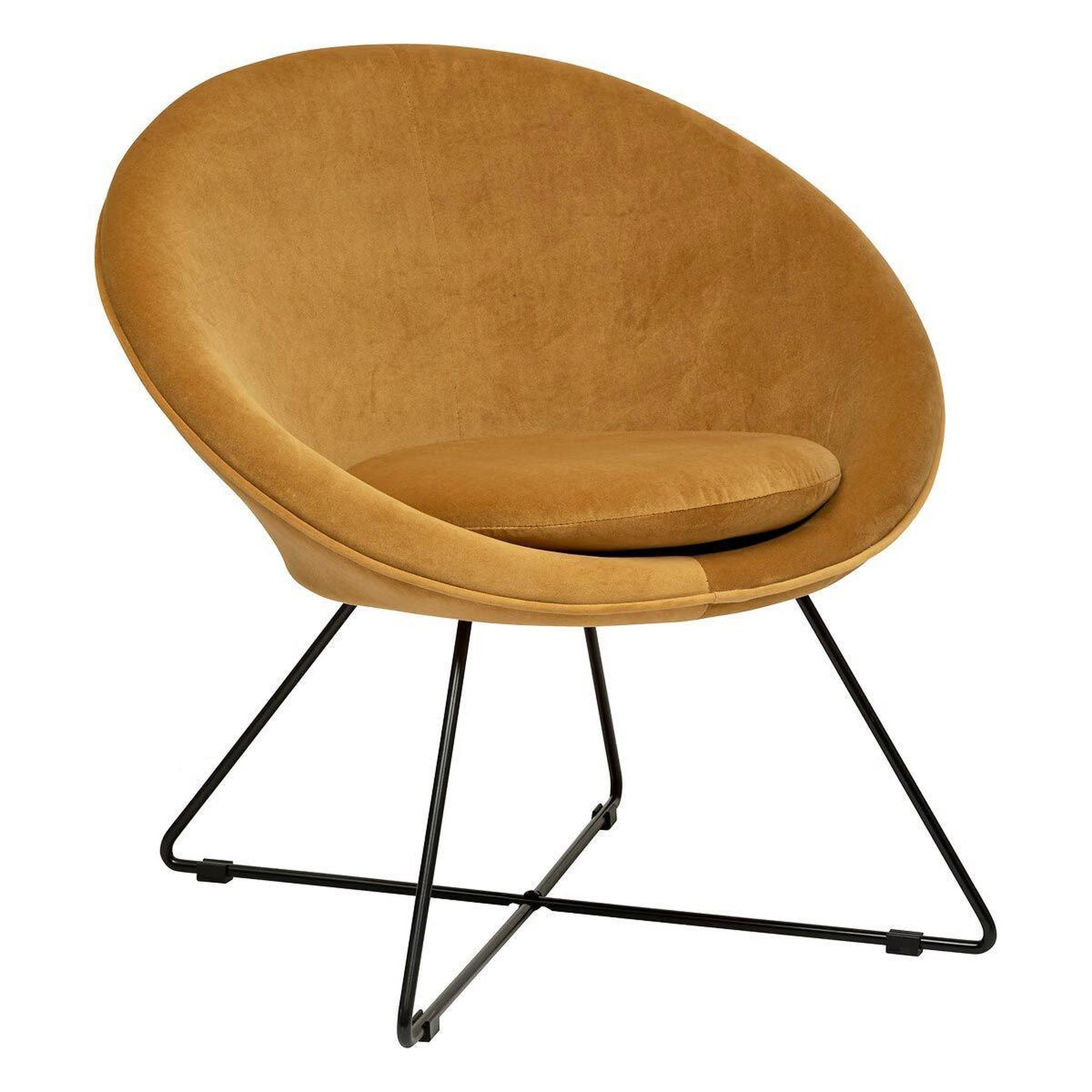 ATMOSPHERA Fauteuil Design en Velours  Gold Evan  76cm Ocre