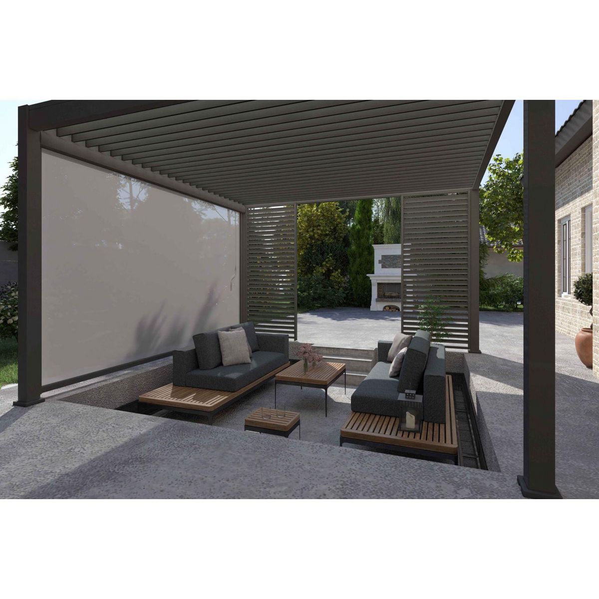 Pergola Bioclimatique autoportée 4x4 m - Aluminum Anthracite - 4x4m VS OmBREA®