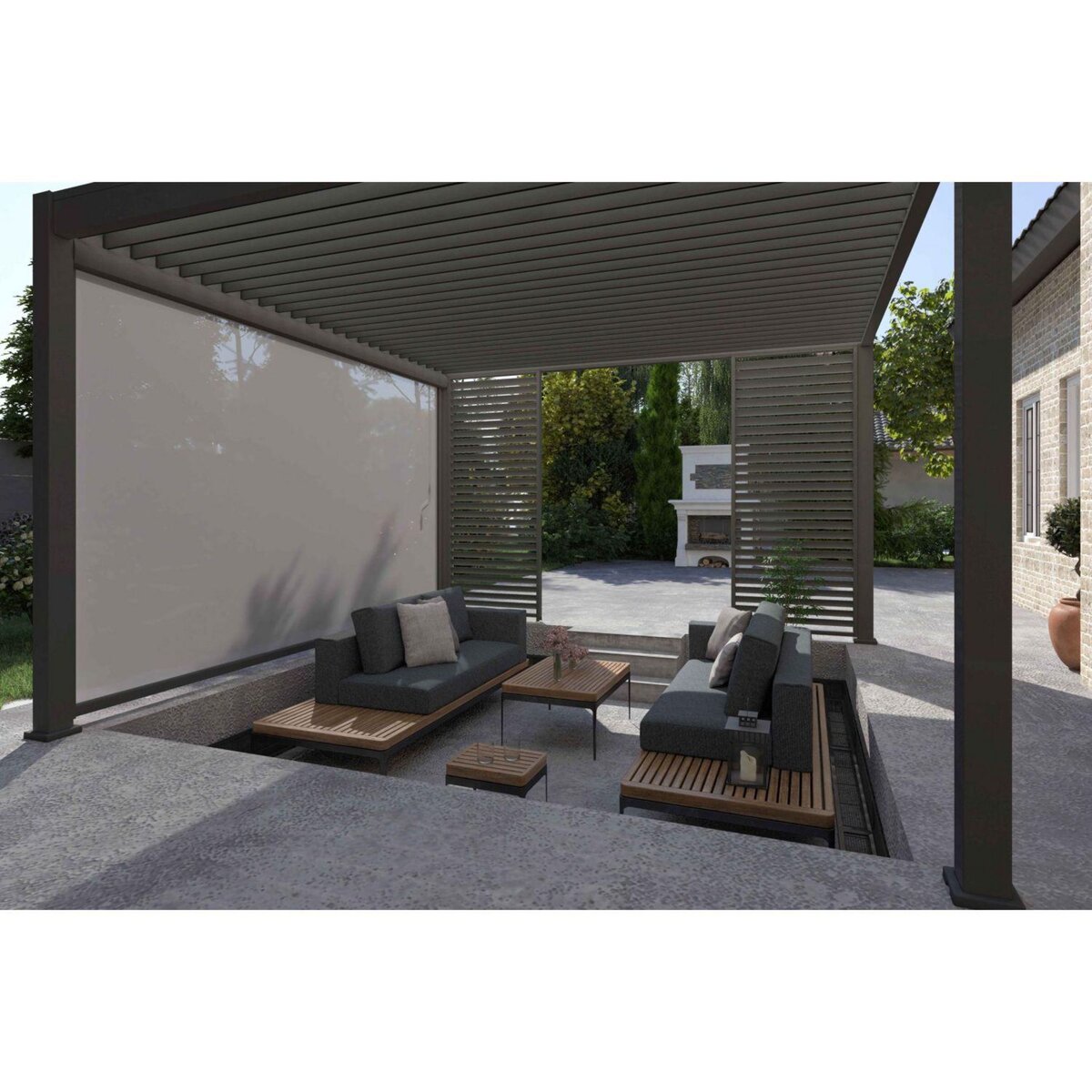 Pergola Bioclimatique autoportée 4x4 m - Aluminum Anthracite - 4x4m VS OmBREA®