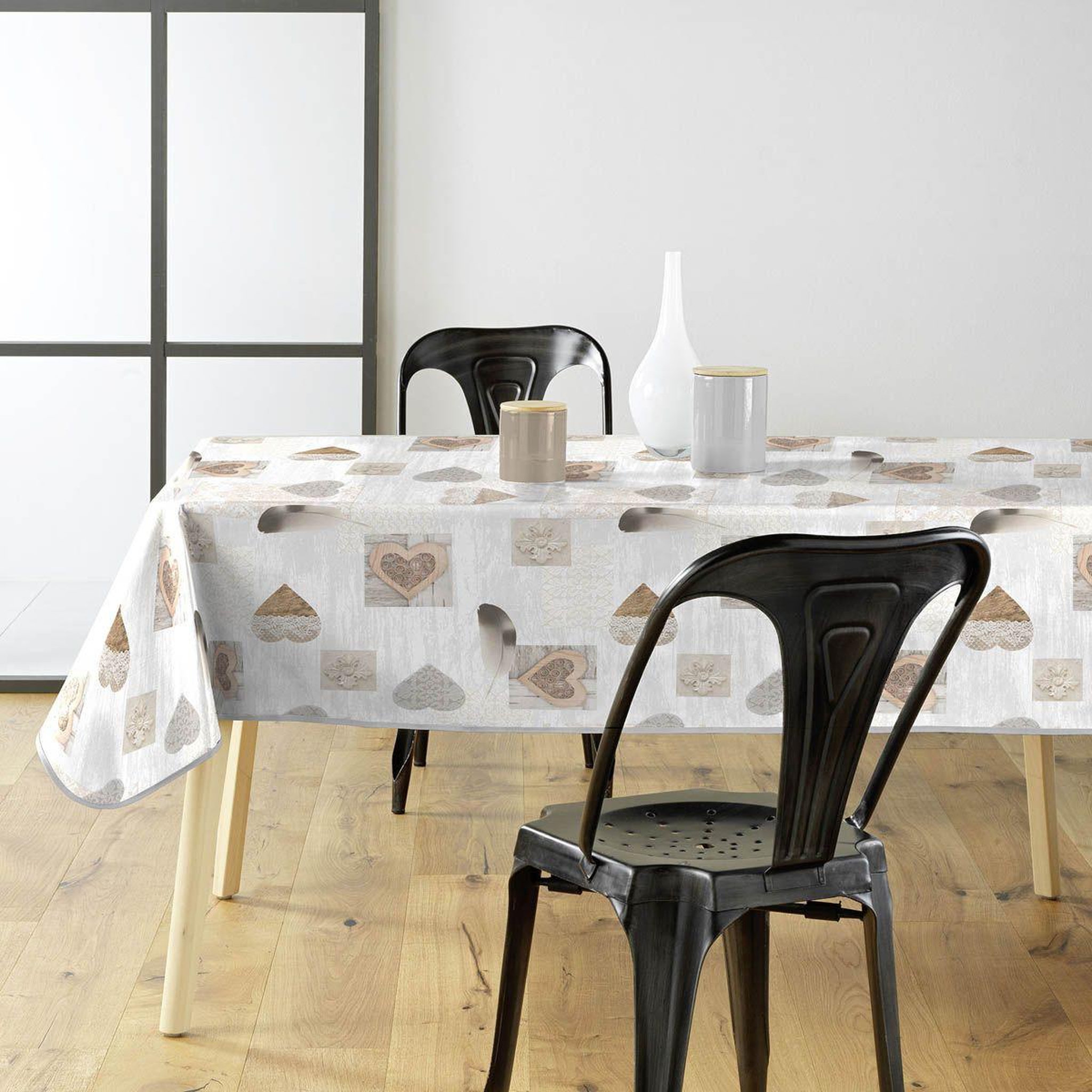 Voir la diapositive 2 : Douceur d'Intérieur Nappe imprimé  delicia  140x240cm taupe