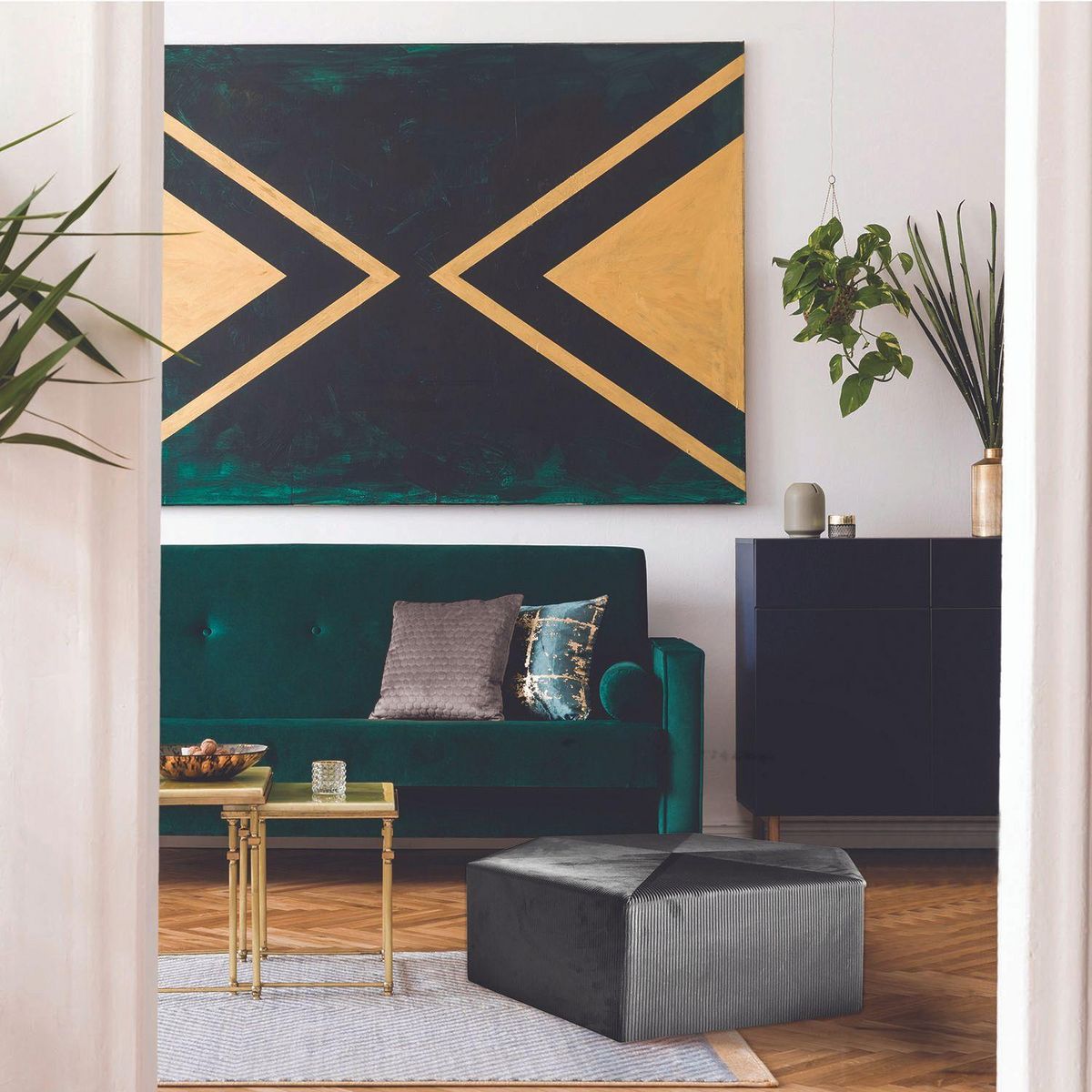 The Home Deco Factory Pouf XXL design velours Giulia