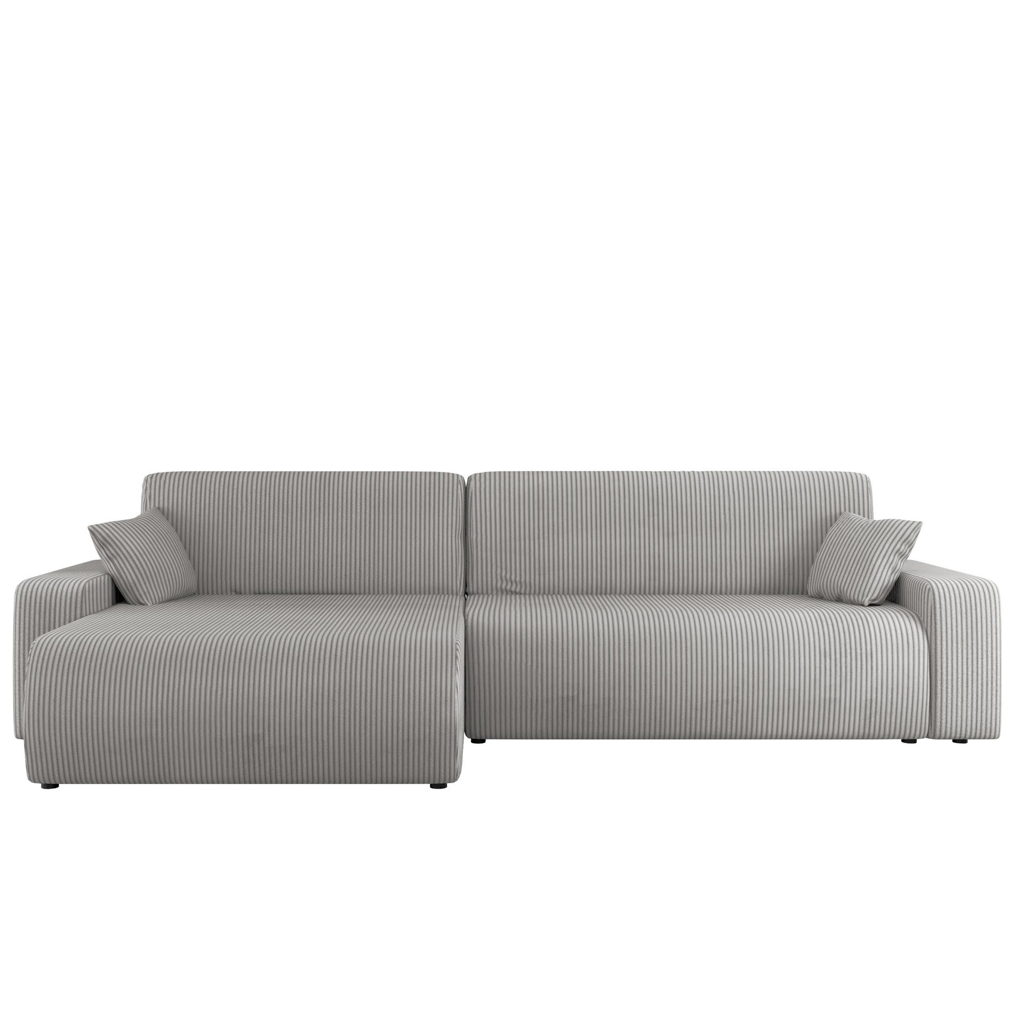 Voir la diapositive 1 : BEST MOBILIER Artemisa - canapé d'angle réversible 5 places convertible avec coffre en velours côtelé
