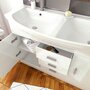 Aurlane Meuble de salle de bain blanc double vasque 120cm sur pied + vasque ceramique blanche + miroir led