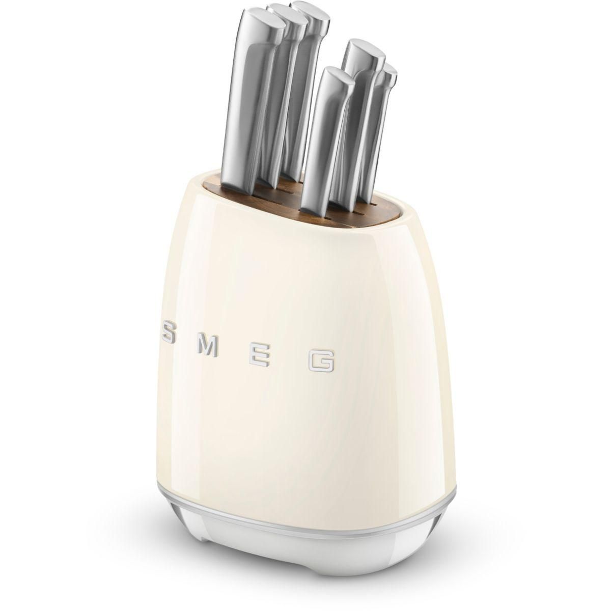 SMEG Bloc couteaux 6 pcs multi-usages crème