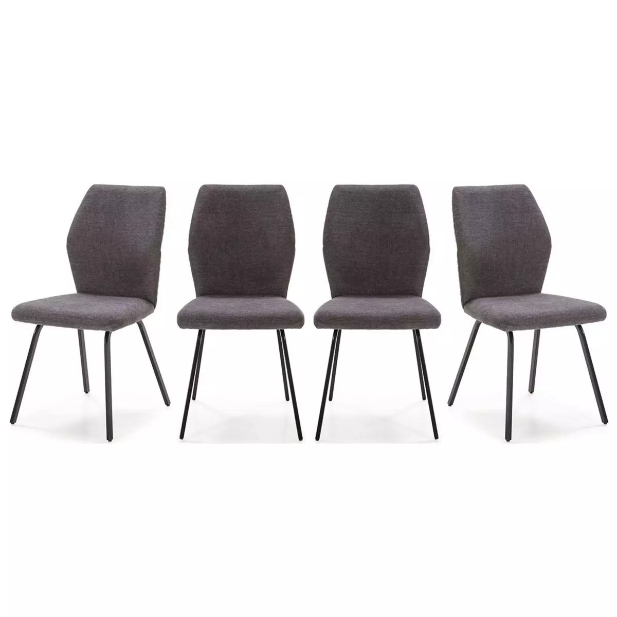 HOMIFAB Lot de 4 chaises en tissu gris foncé et simili cuir - Garance