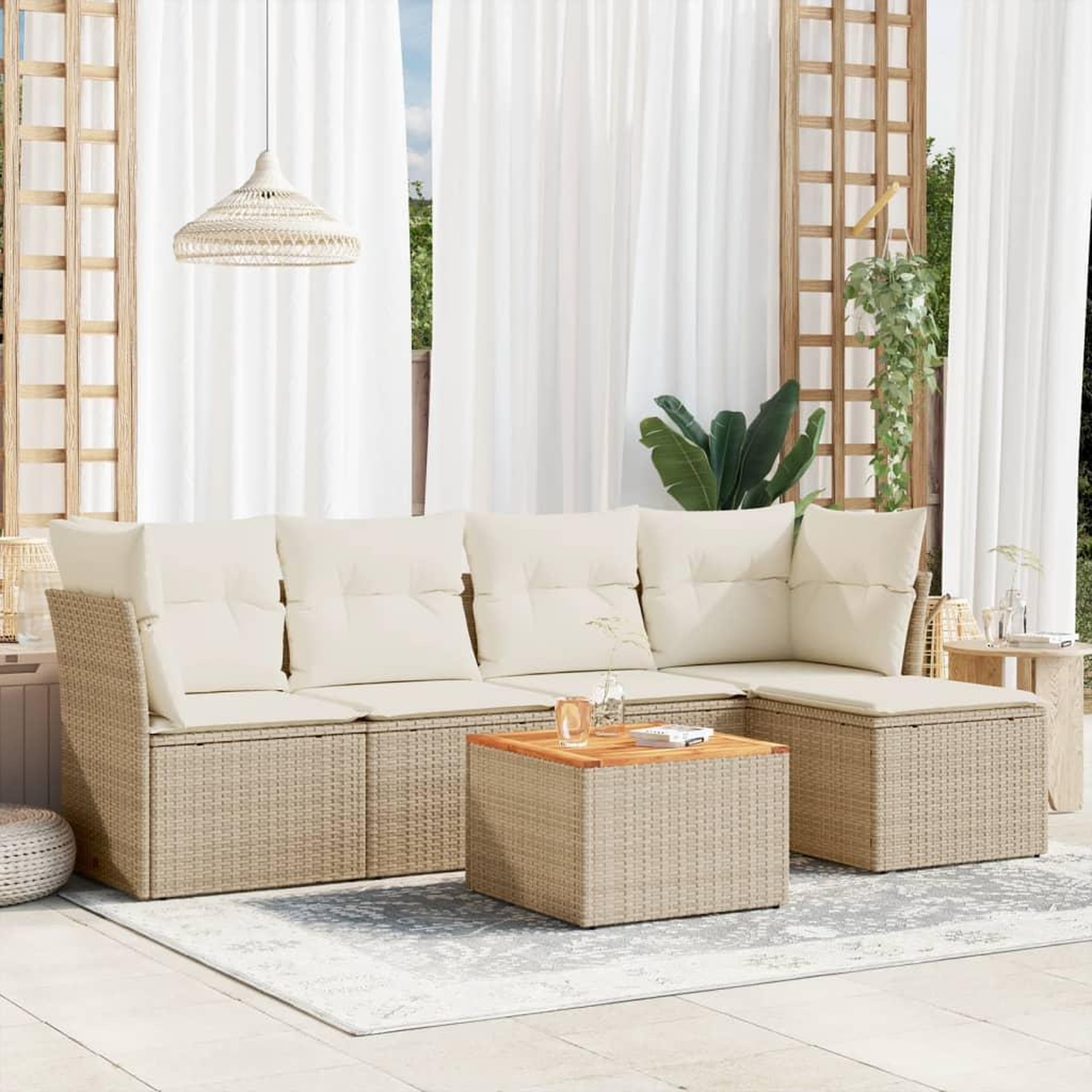 Voir la diapositive 2 : VIDAXL Salon de jardin avec coussins 6 pcs beige resine tressee