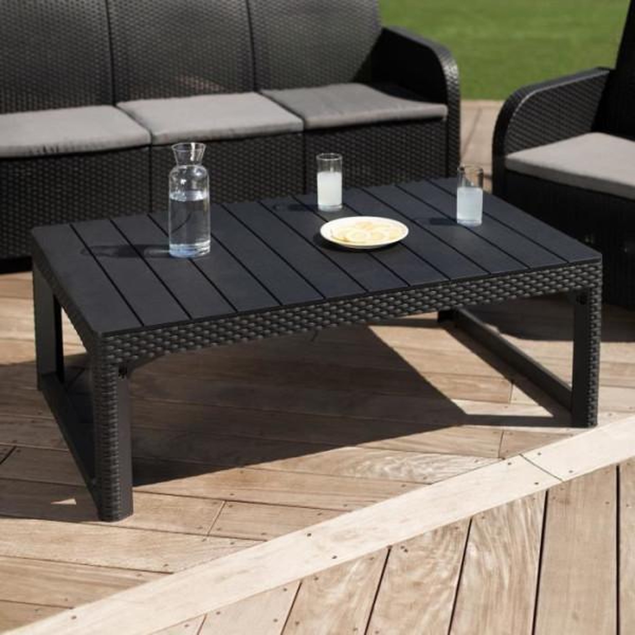 Voir la diapositive 6 : ALLIBERT by KETER Salon de jardin - en résine aspect rotin tressé - Allibert by KETER - 5 personnes - SanRemo - Gris graphite