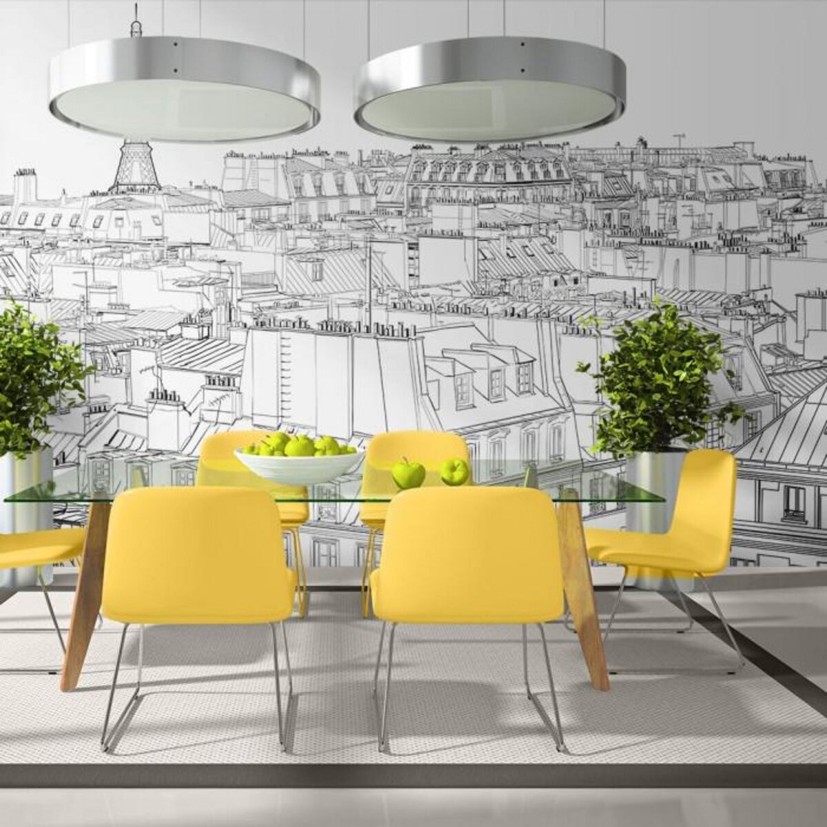 Paris Prix Papier Peint XXL  Croquis Parisien  270x550cm