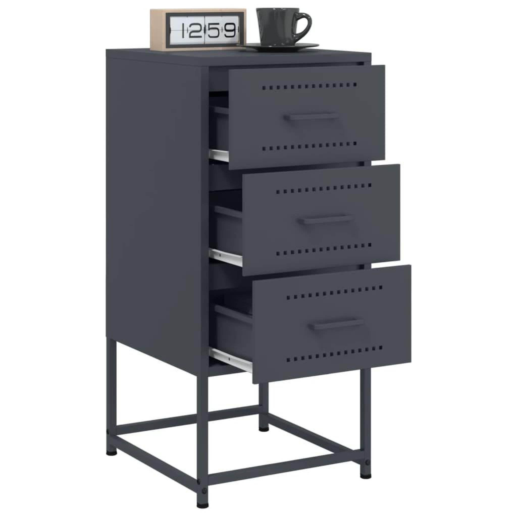 Voir la diapositive 4 : VIDAXL Tables de chevet 2 pcs anthracite 36x39x78 cm acier