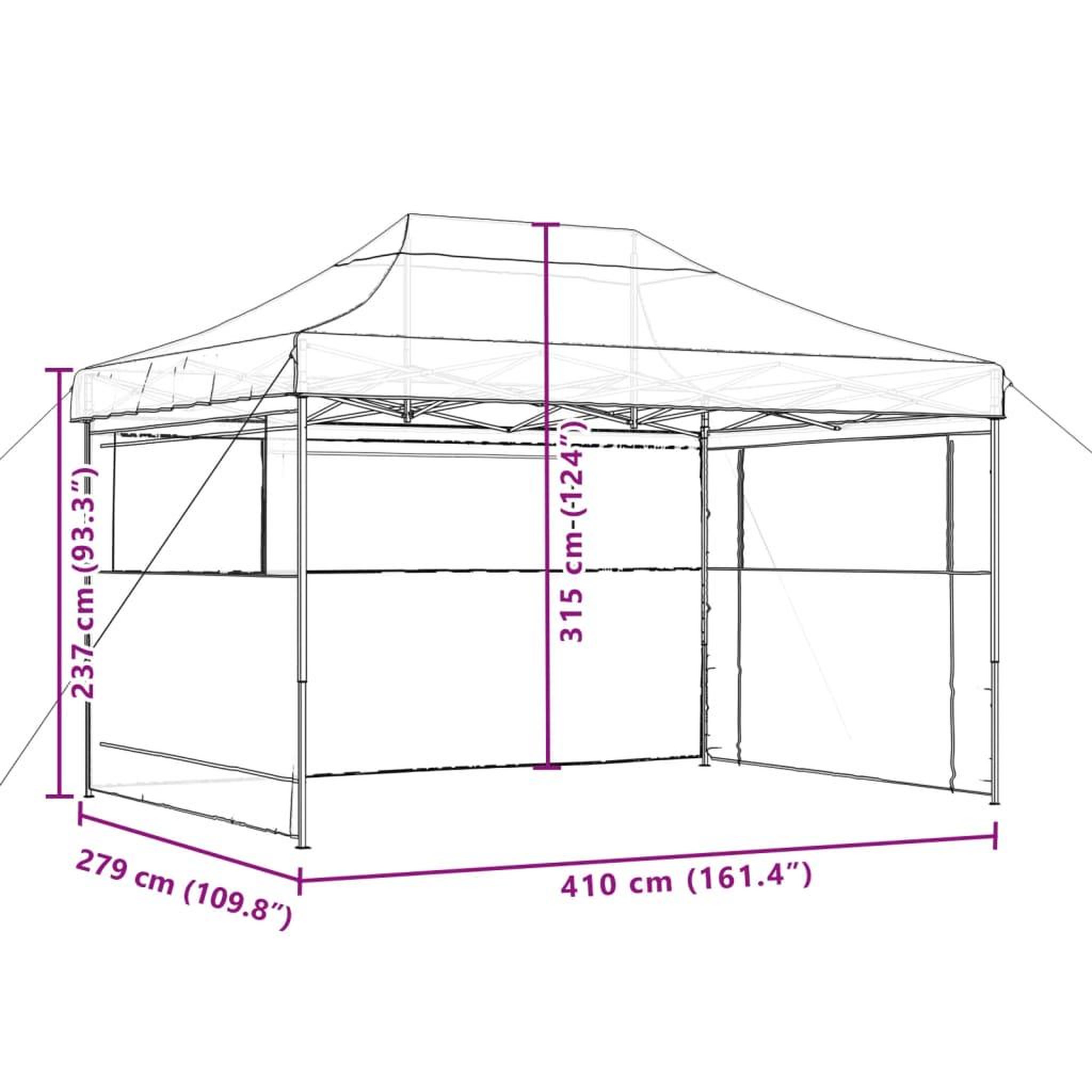 Voir la diapositive 6 : VIDAXL Tente de reception pliable escamotable avec 3 parois laterales