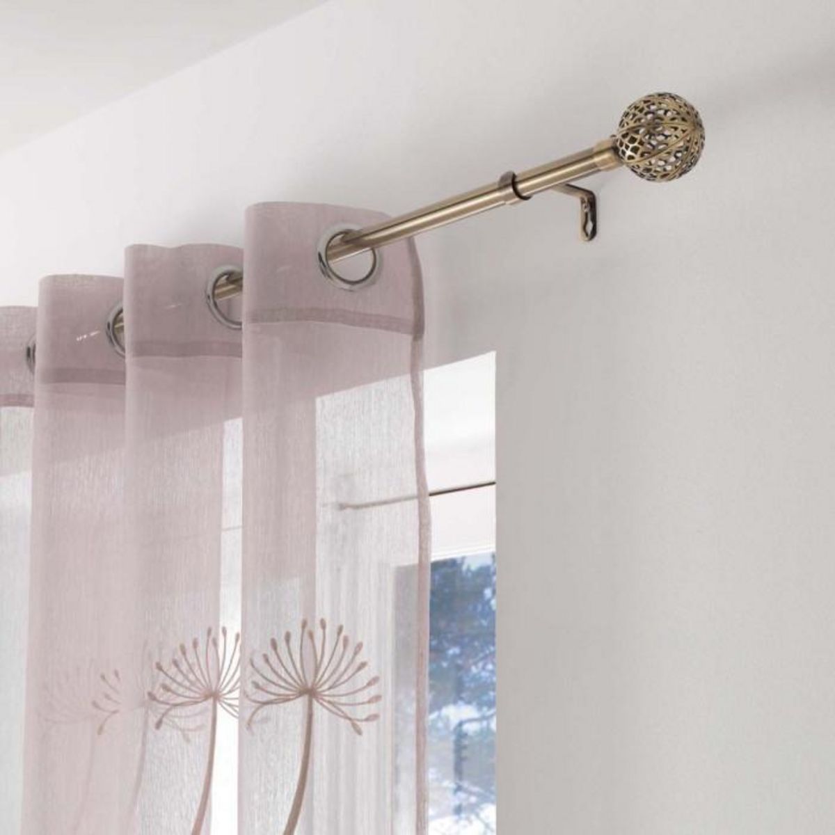 Paris Prix Kit Tringle Déco Extensible  Globa  120-210cm Laiton