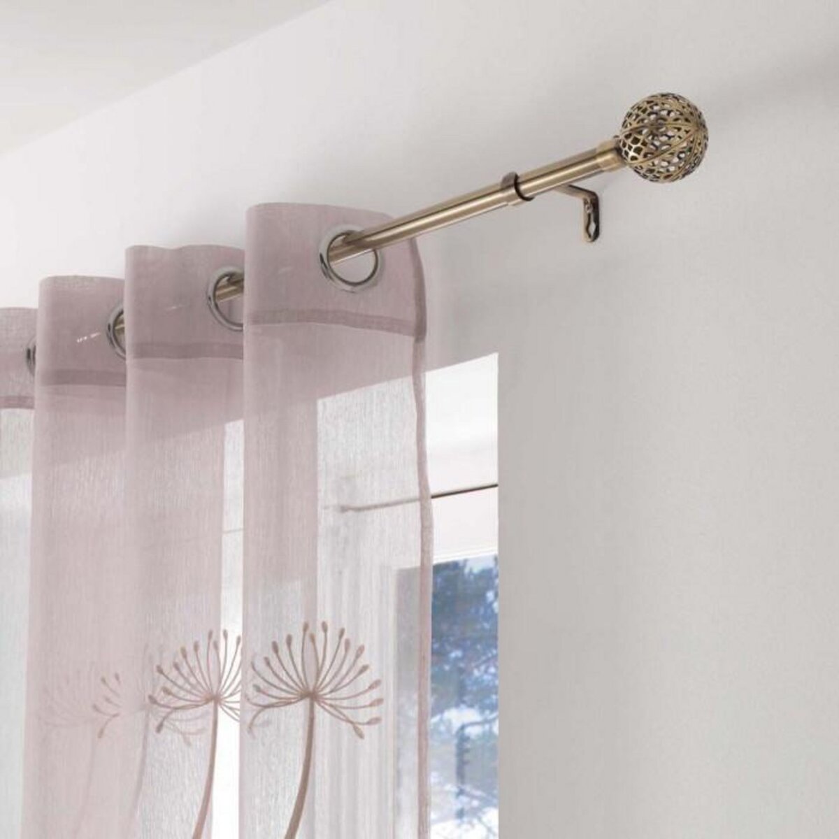 Paris Prix Kit Tringle Déco Extensible  Globa  120-210cm Laiton