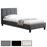 IDIMEX Lit simple TICO, 90 x 190 cm, capitonné avec sommier, revêtement synthétique. Coloris disponibles : Blanc