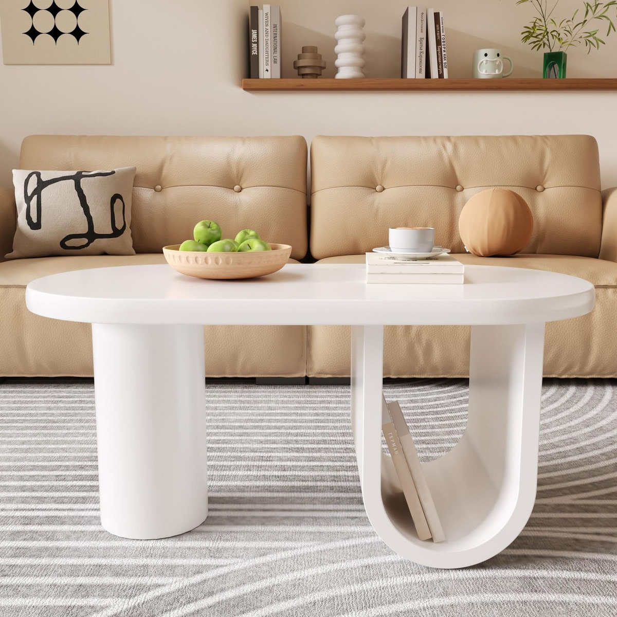 MERAX Table basse ovale blanc - 53,5x98,5 cm mdf