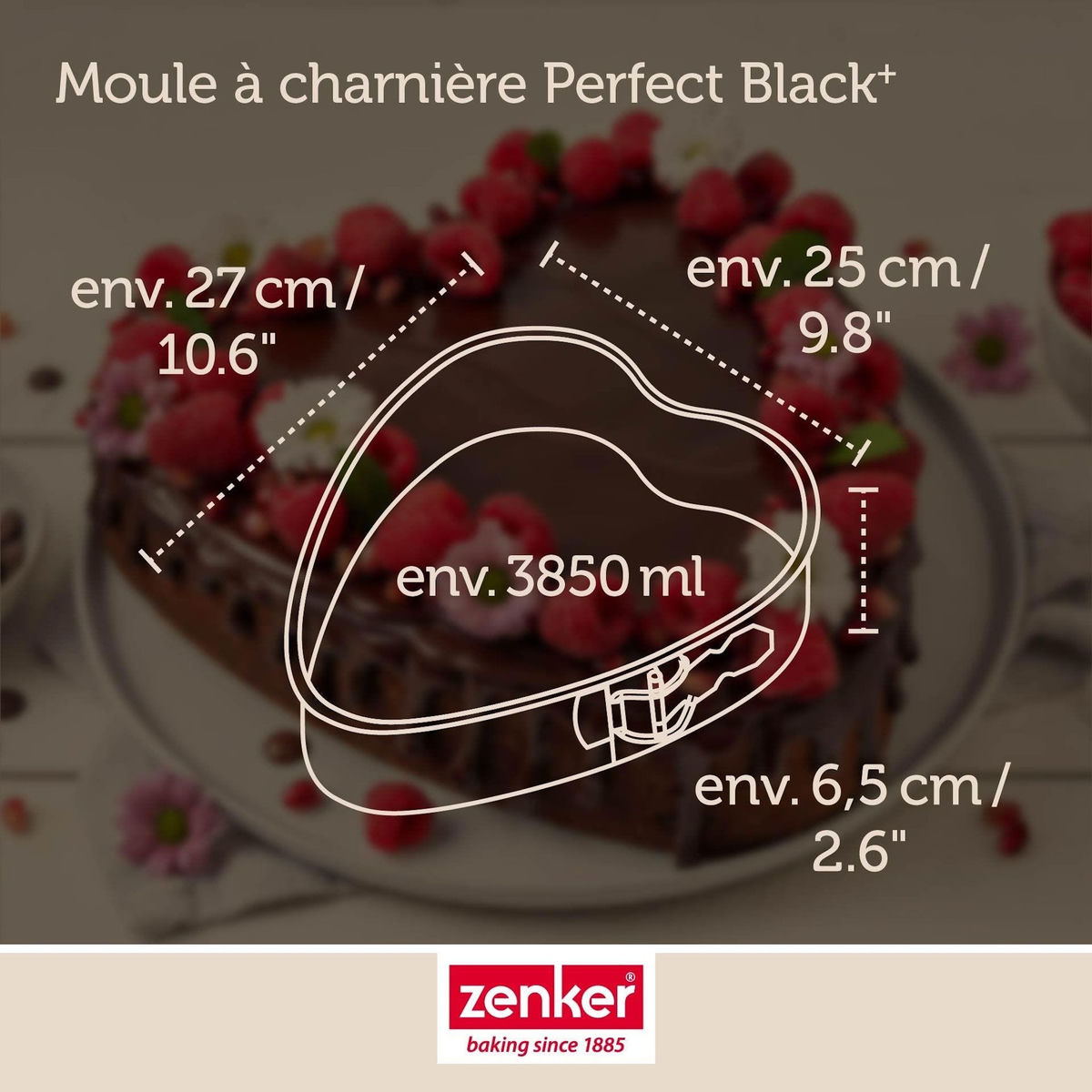 ZENKER Moule à Charnière en Forme de Cœur 24 x 28 x 7 cm Zenker PerfectBack+