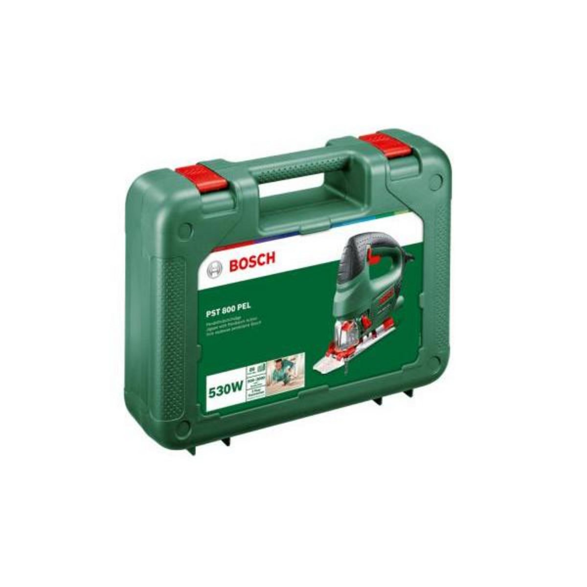 BOSCH Scie sauteuse BOSCH PST 800 PEL - 530W - pour coupe droites ou courbées jusqu'a 8cm dans du bois