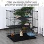 Voir la diapositive 4 : PAWHUT Cage parc enclos rongeurs modulable dim. L 111 x l 75 x H 119 cm 3 niveaux 4 portes fil métallique noir
