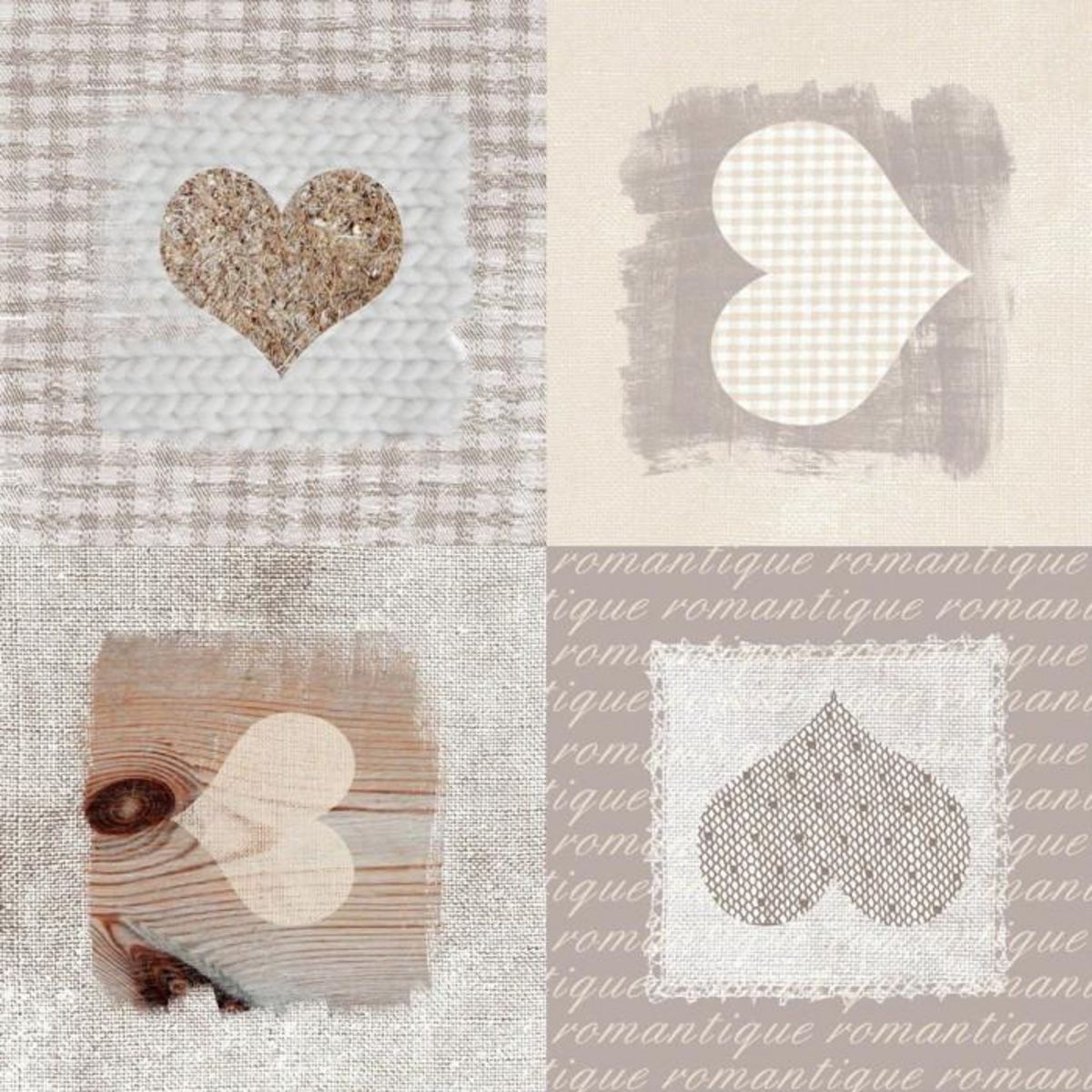 Paris Prix Nappe Ronde Toile Cirée  Cosy Coeur  160cm Gris