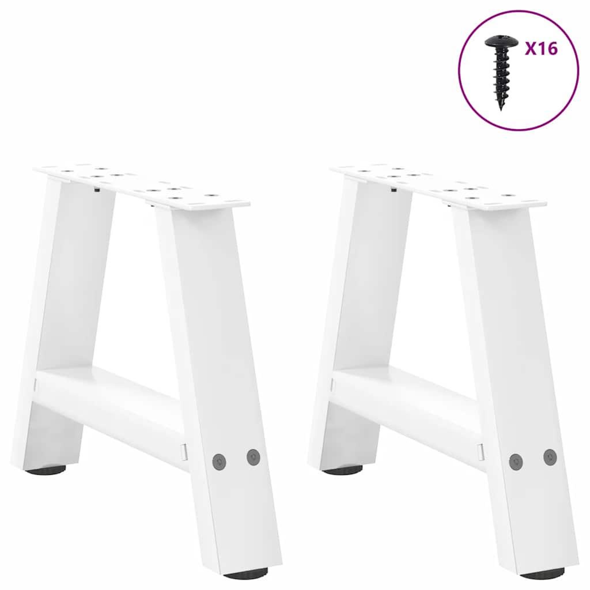 Voir la diapositive 3 : VIDAXL Pieds de table basse forme de A 2 pcs blanc 30x(30-31) cm acier