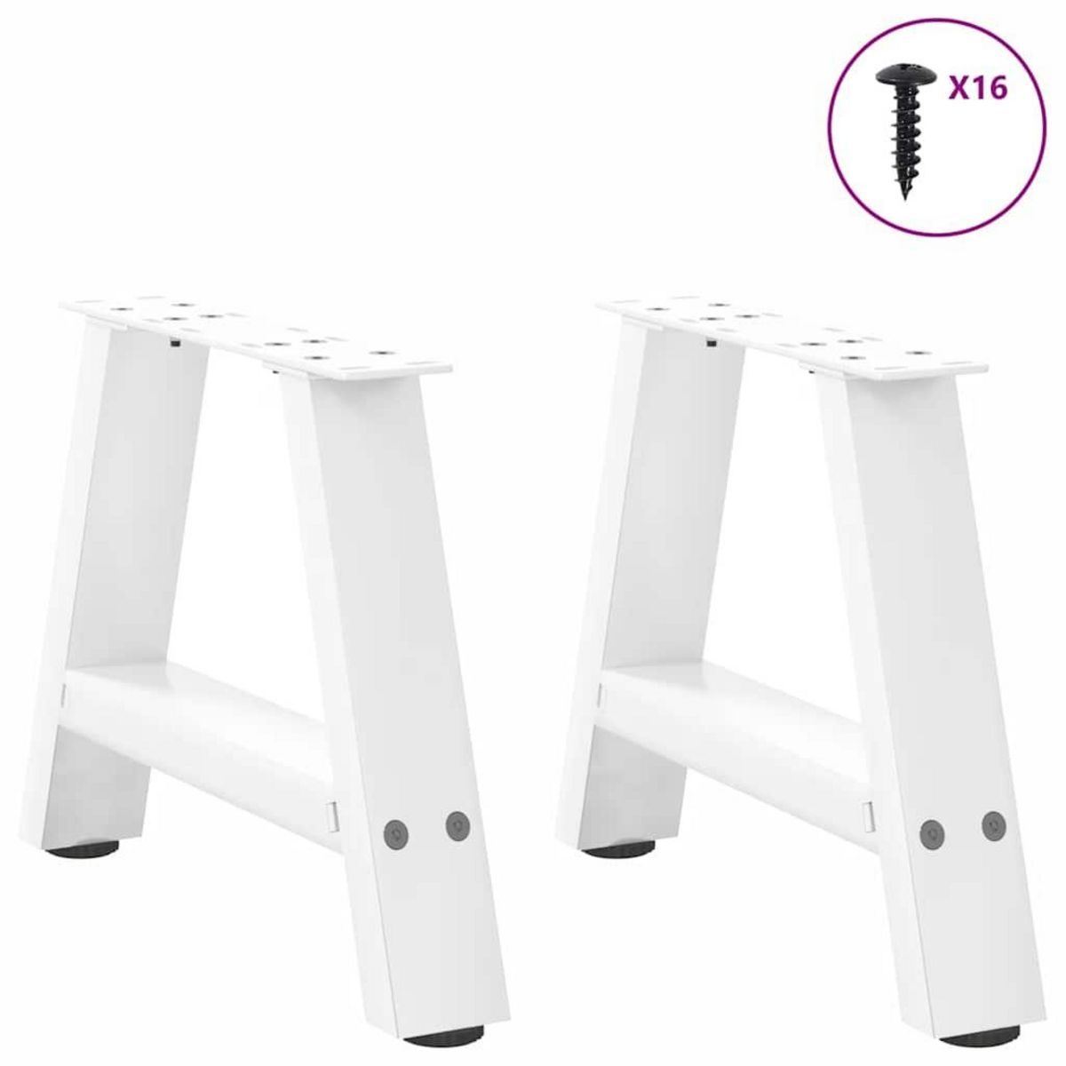 VIDAXL Pieds de table basse forme de A 2 pcs blanc 30x(30-31) cm acier