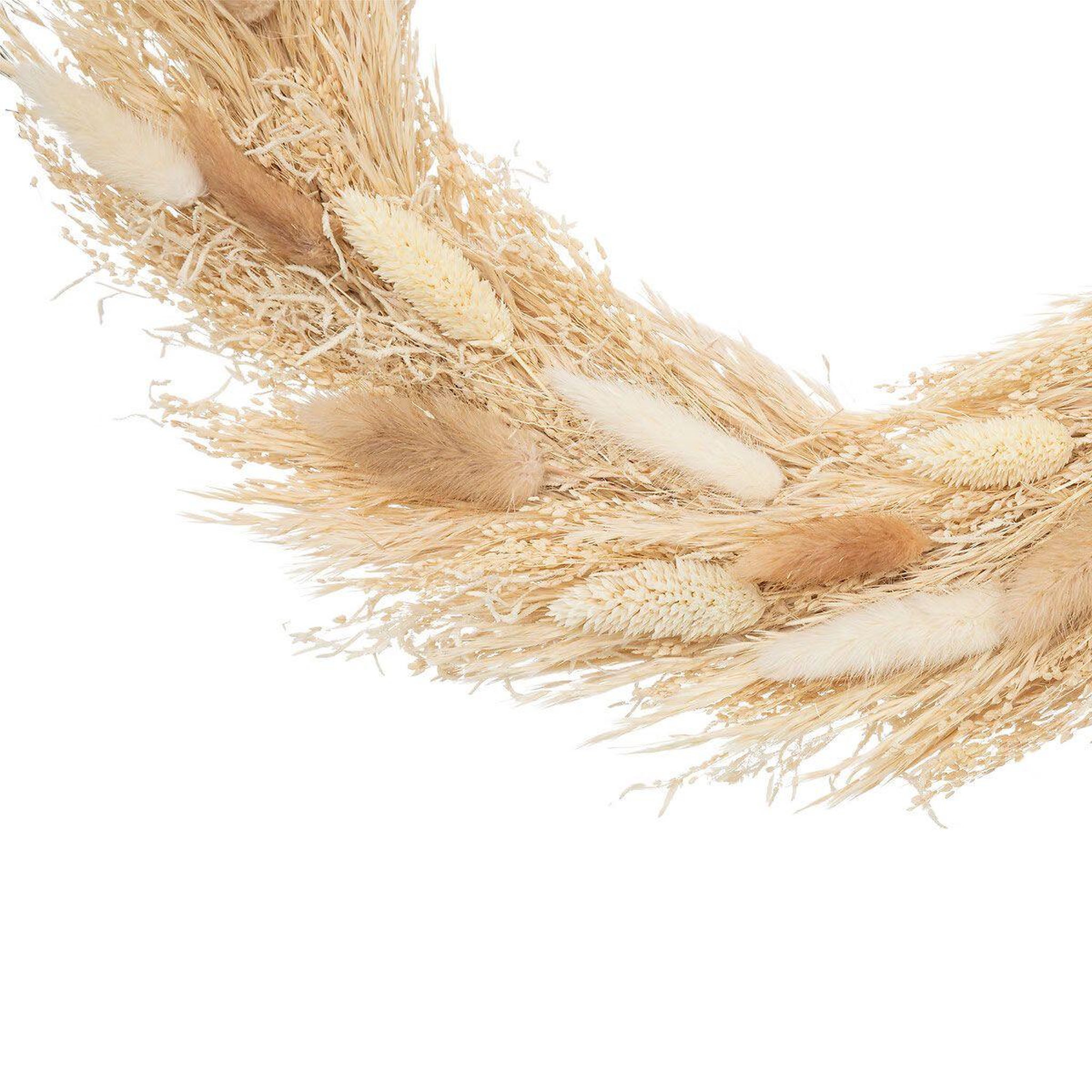Voir la diapositive 2 : ATMOSPHERA Couronne de fleurs séchées  murale  34cm beige