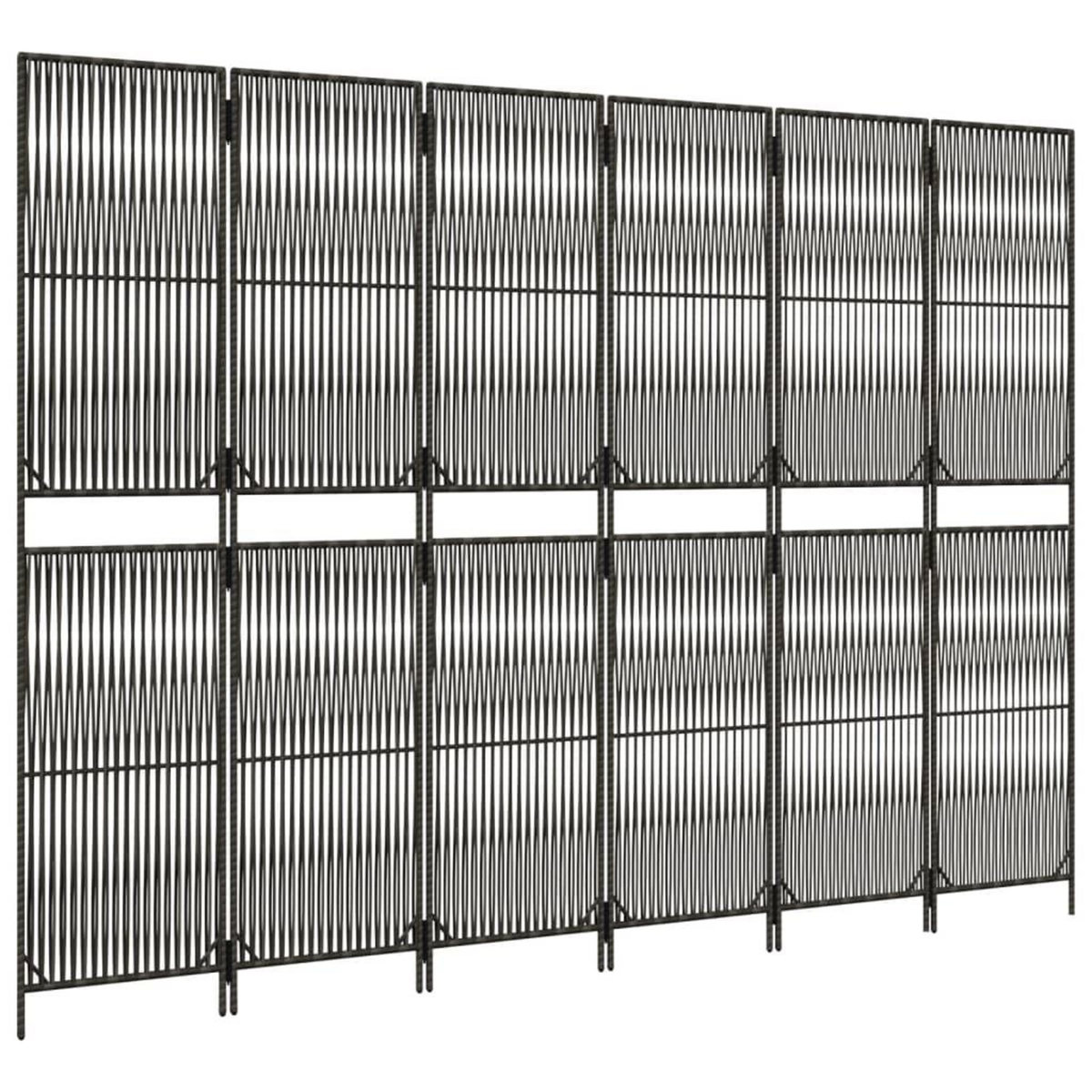 VIDAXL Cloison de separation 6 panneaux gris resine tressee