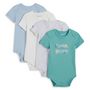 Voir la diapositive 1 : INEXTENSO Lot de 4 body manches courtes en coton bébé garçon 