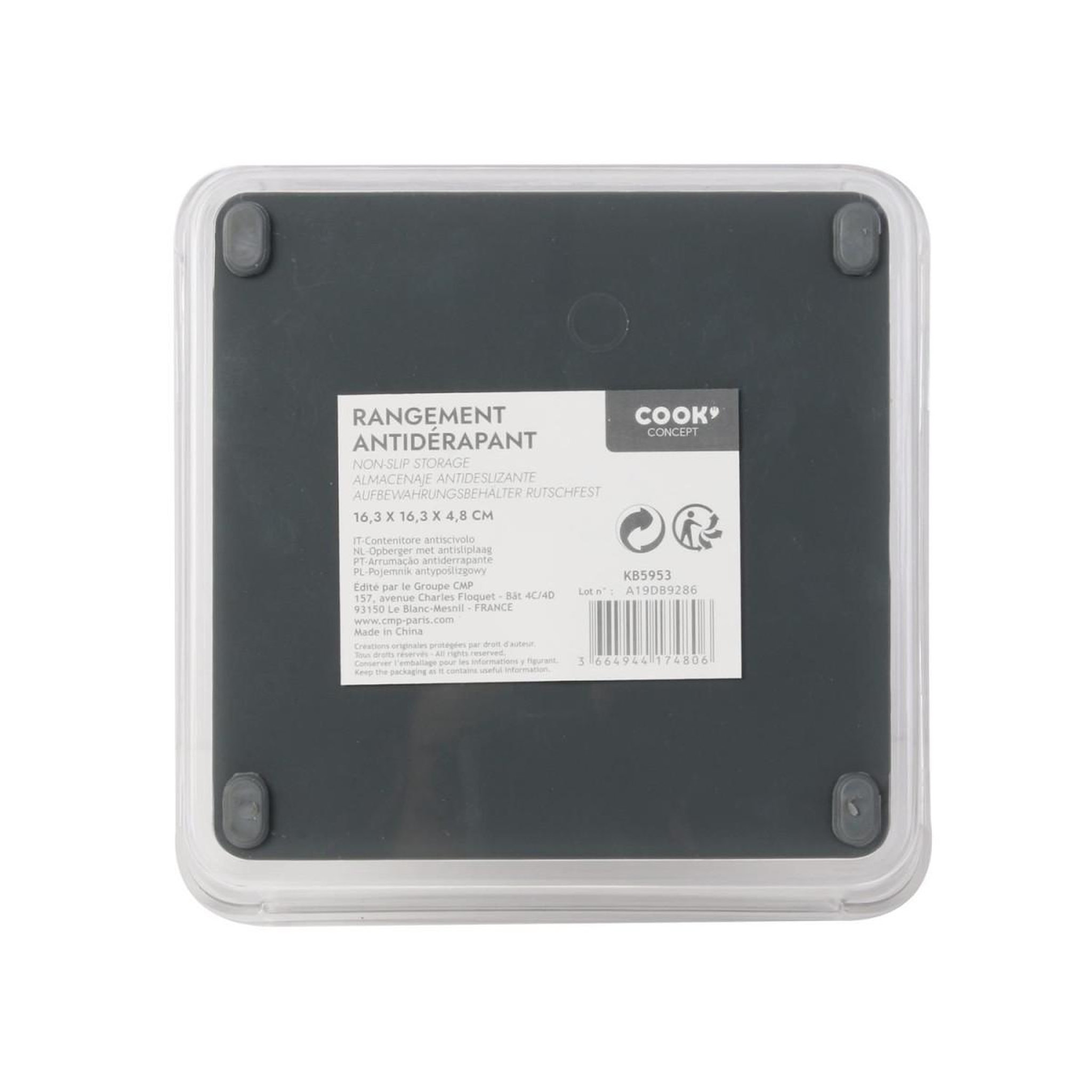 Voir la diapositive 3 : COOK CONCEPT Organisateur de tiroir  antidérapant  16cm transparent