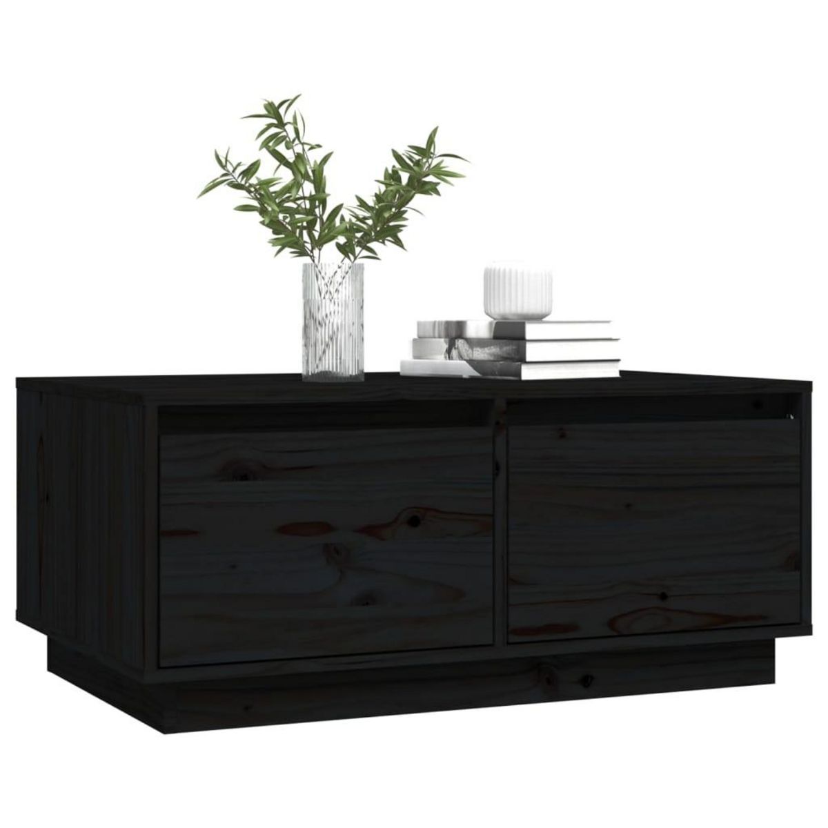 VIDAXL Table basse Noir 80x50x35 cm Bois massif de pin