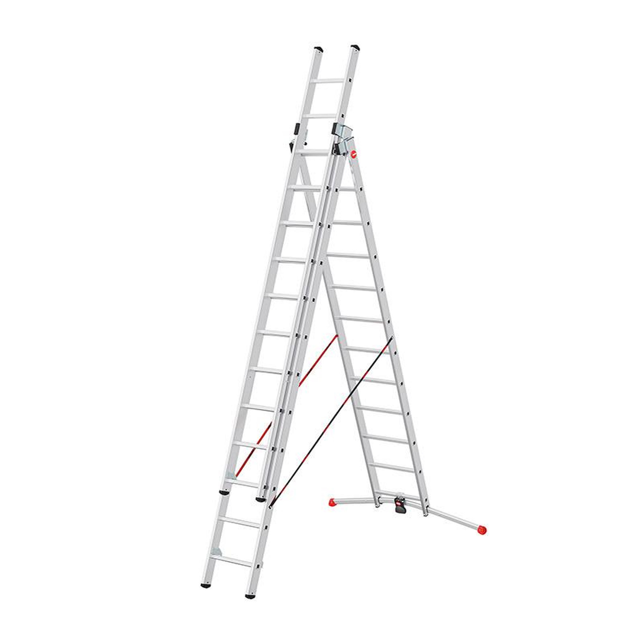 Voir la diapositive 5 : HAILO Echelle transformable pro 3 plans 3x12 échelons 8,3m/9m en aluminium Hailo ProfiLot
