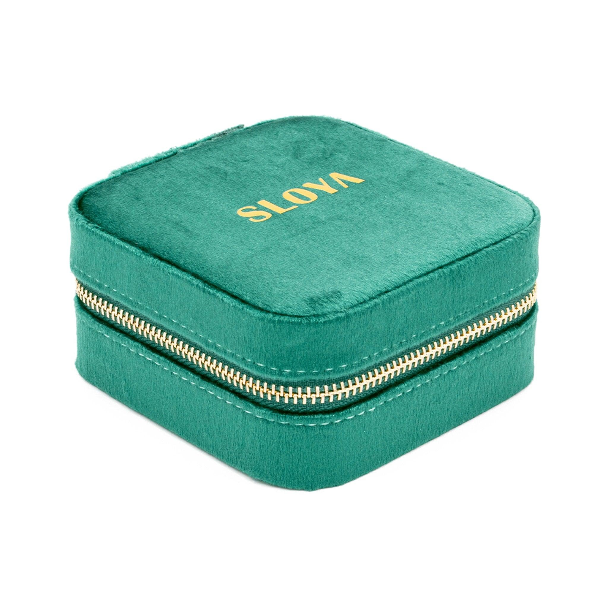 Voir la diapositive 2 : SLOYA Boîte à bijoux velours vert émeraude