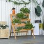 Voir la diapositive 2 : OUTSUNNY Étagère échelle à fleurs en bois - porte plante bois 4 étagères - bois sapin pré-huilé