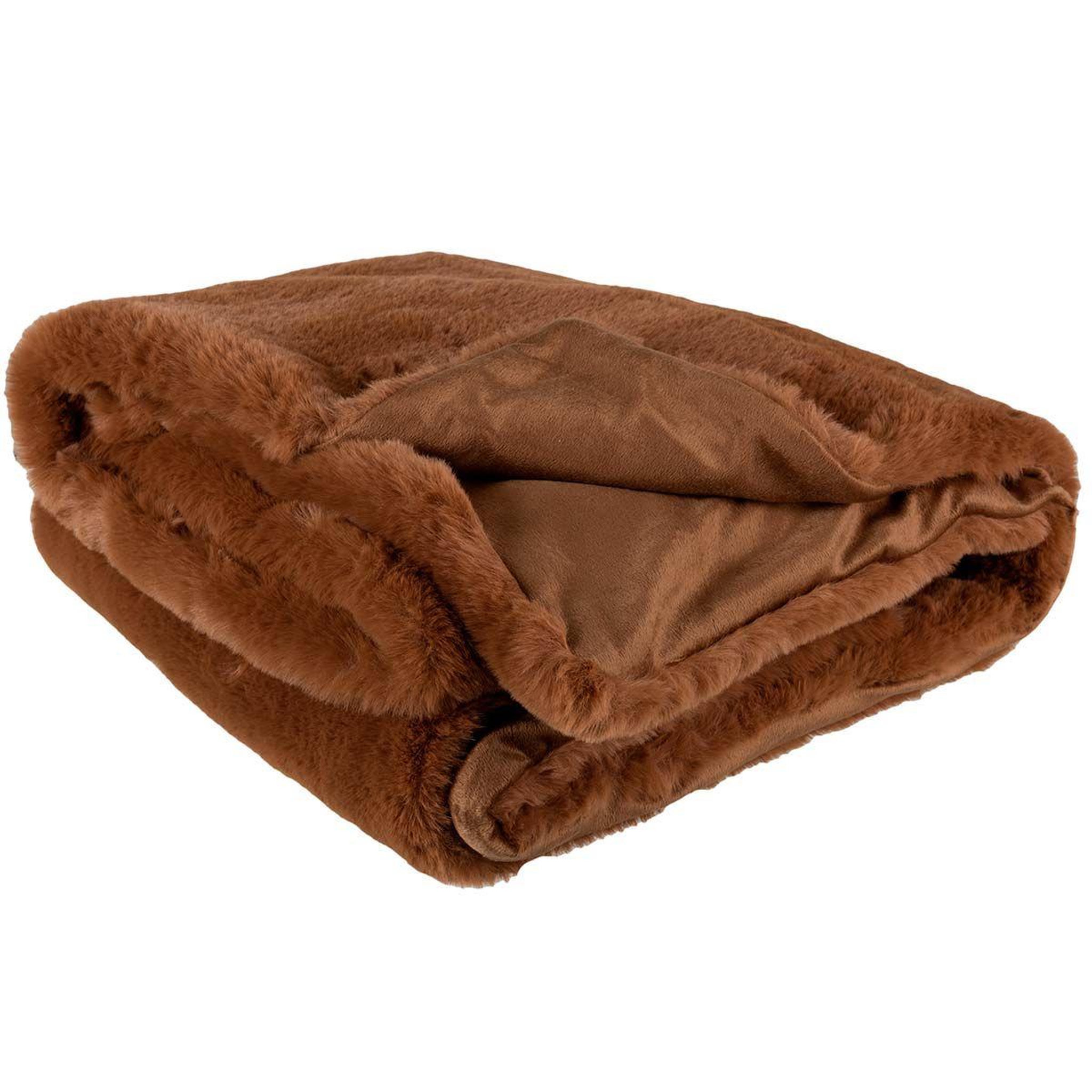 Voir la diapositive 2 : J-LINE Plaid imitation fourrure  cutie  130x180cm sienna