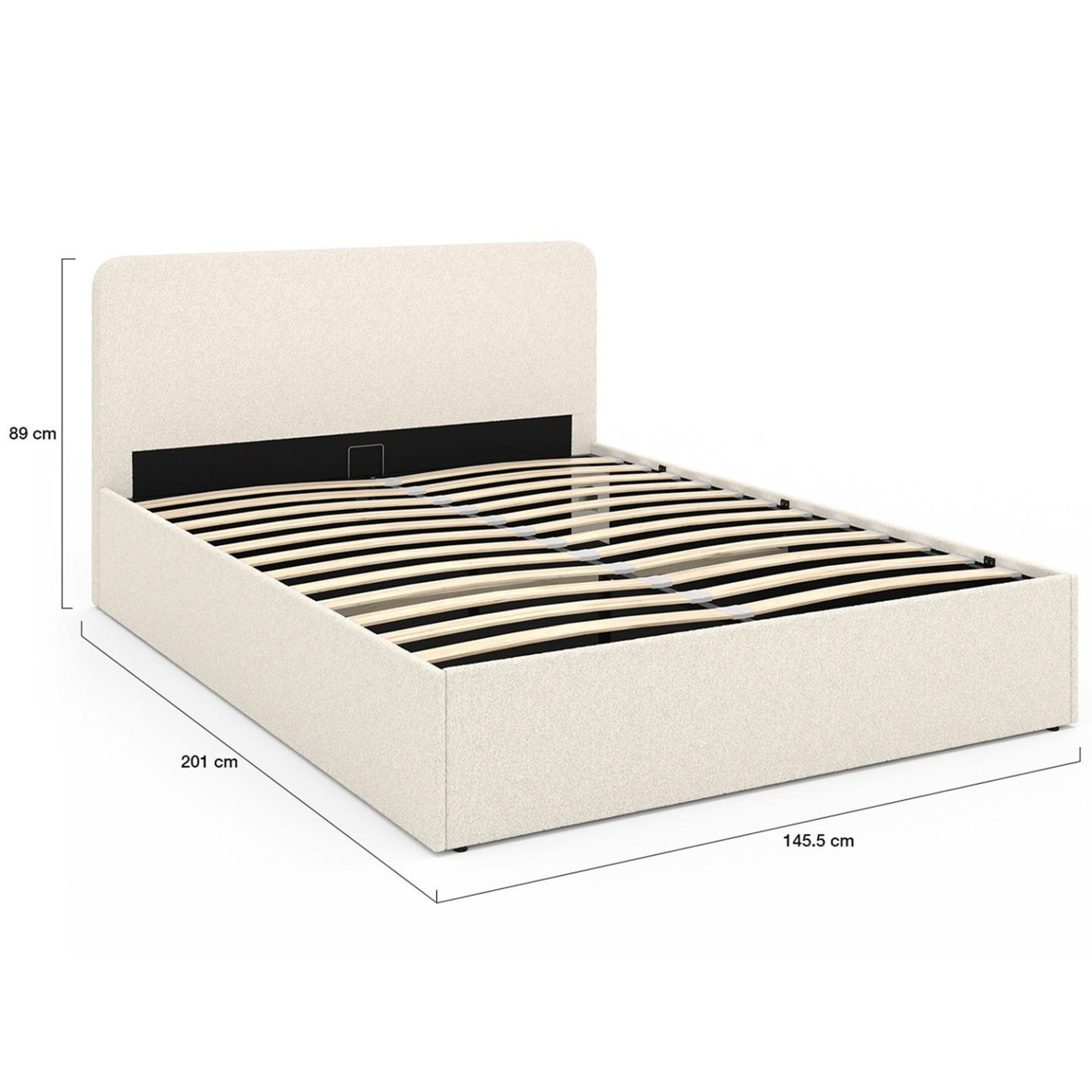 Voir la diapositive 5 : ID MARKET Lit coffre double bradford avec tête de lit et sommier 140 x 190 cm tissu bouclette