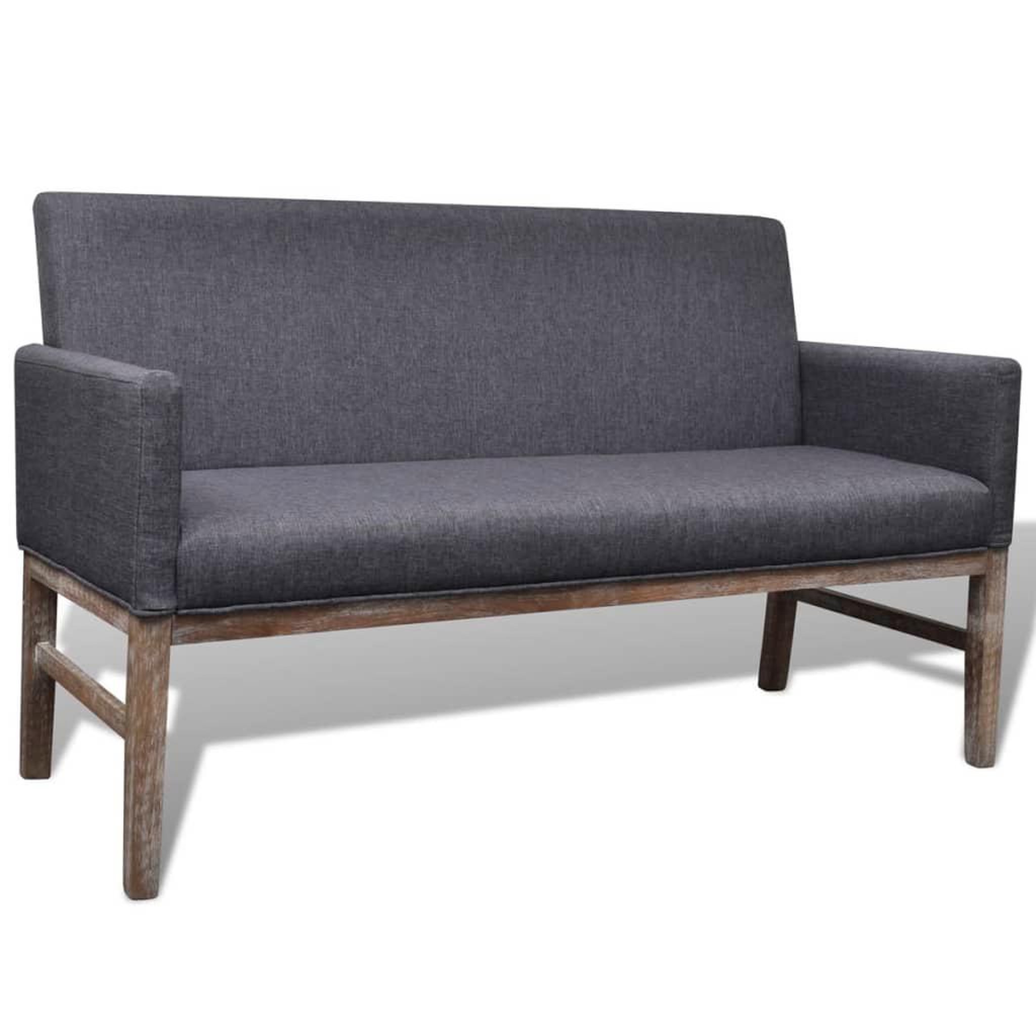 Voir la diapositive 1 : VIDAXL Banc avec coussin rembourre tissu hevea gris fonce