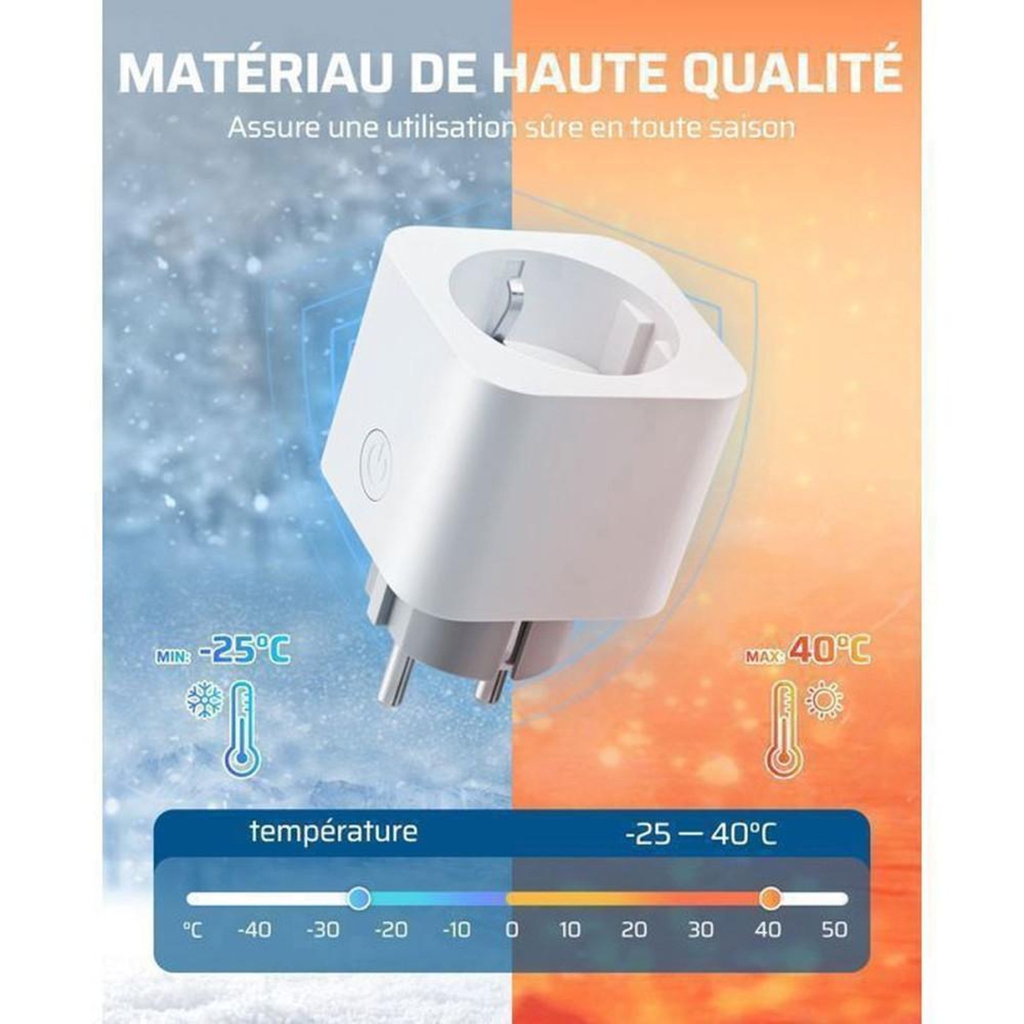 Voir la diapositive 5 : Coffret prise télécommandée blanche EU 1 prise + 2 télécommandes murales 16A 3680 W contrôle ON/OFF jusqu'à 30 m
