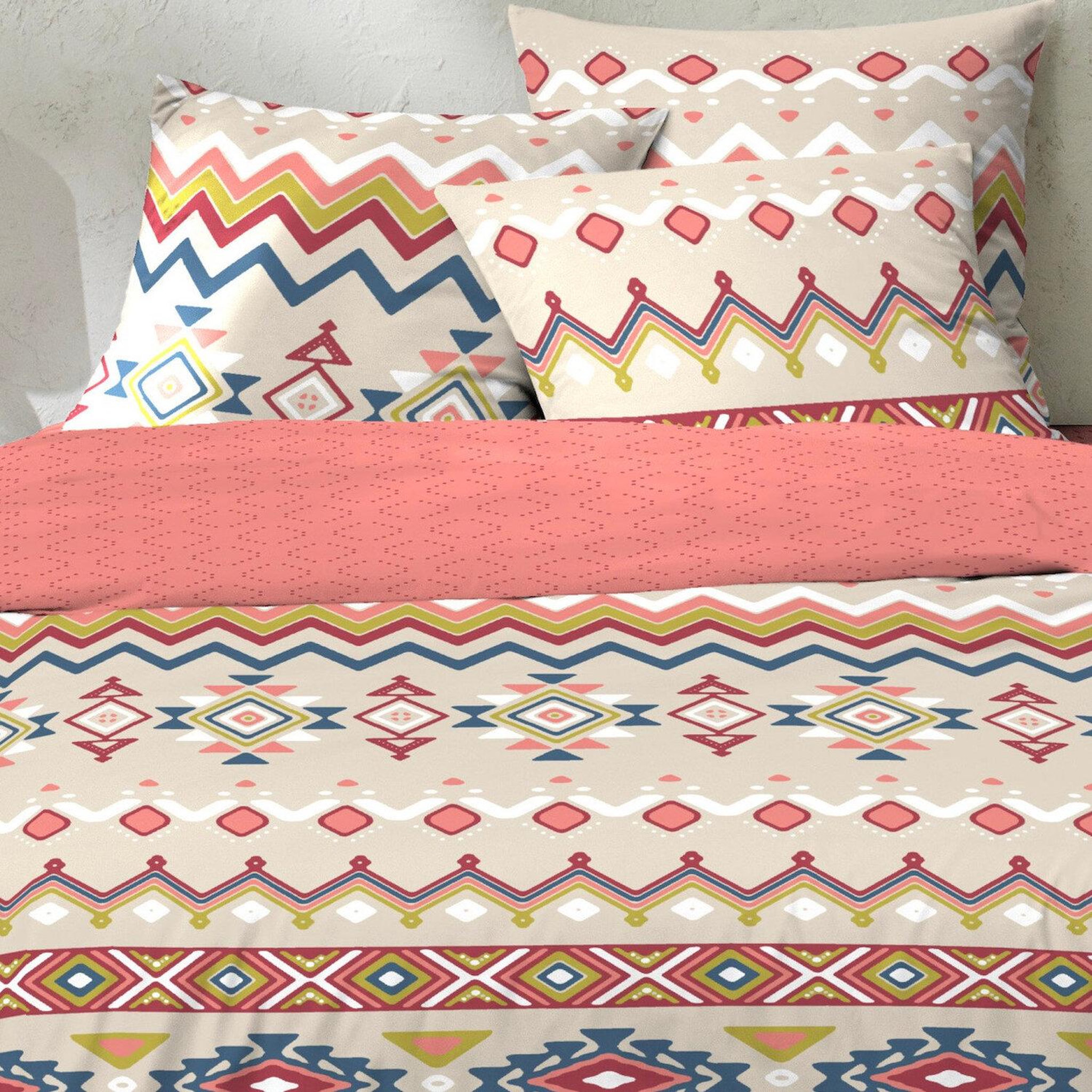 Voir la diapositive 2 : Home collection Parure housse de couetteavectaie oreiller coton 51 fils amarok