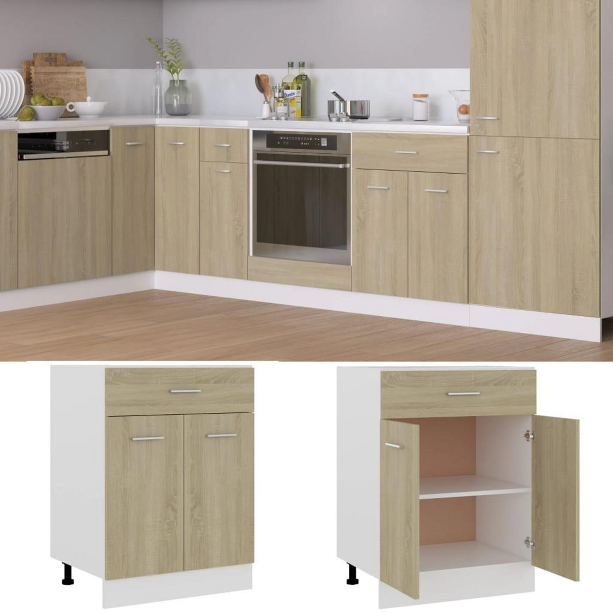 VIDAXL Armoire de plancher a tiroir Chene sonoma Bois d'ingenierie