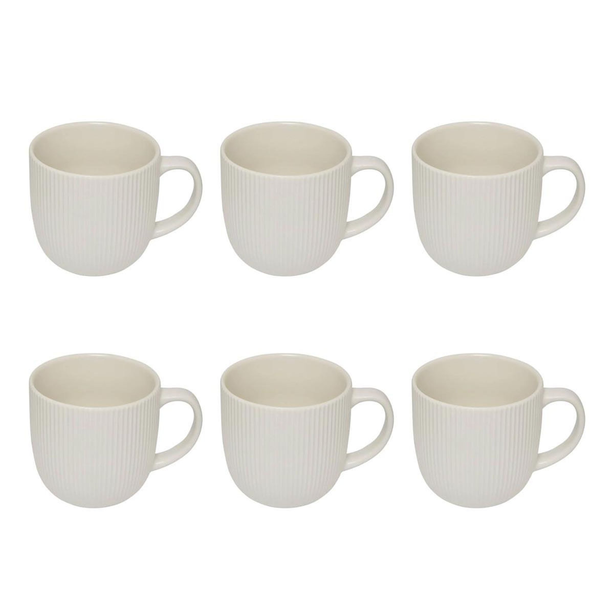 SECRET DE GOURMET Lot de 6 Mugs en Porcelaine  Strata  36cl Blanc