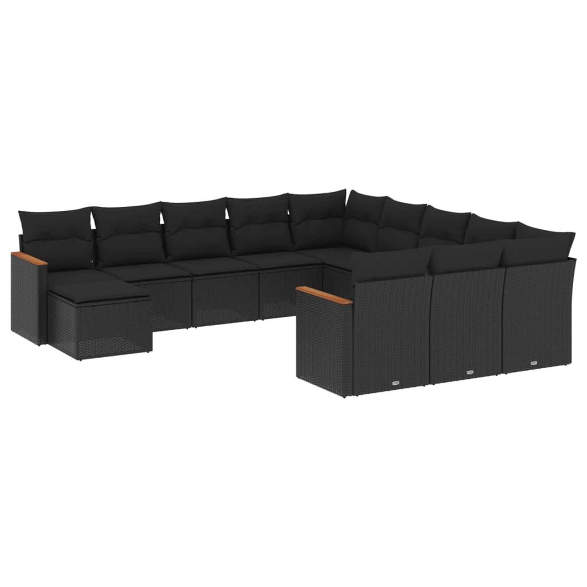 Voir la diapositive 2 : VIDAXL Salon de jardin 12 pcs avec coussins noir resine tressee