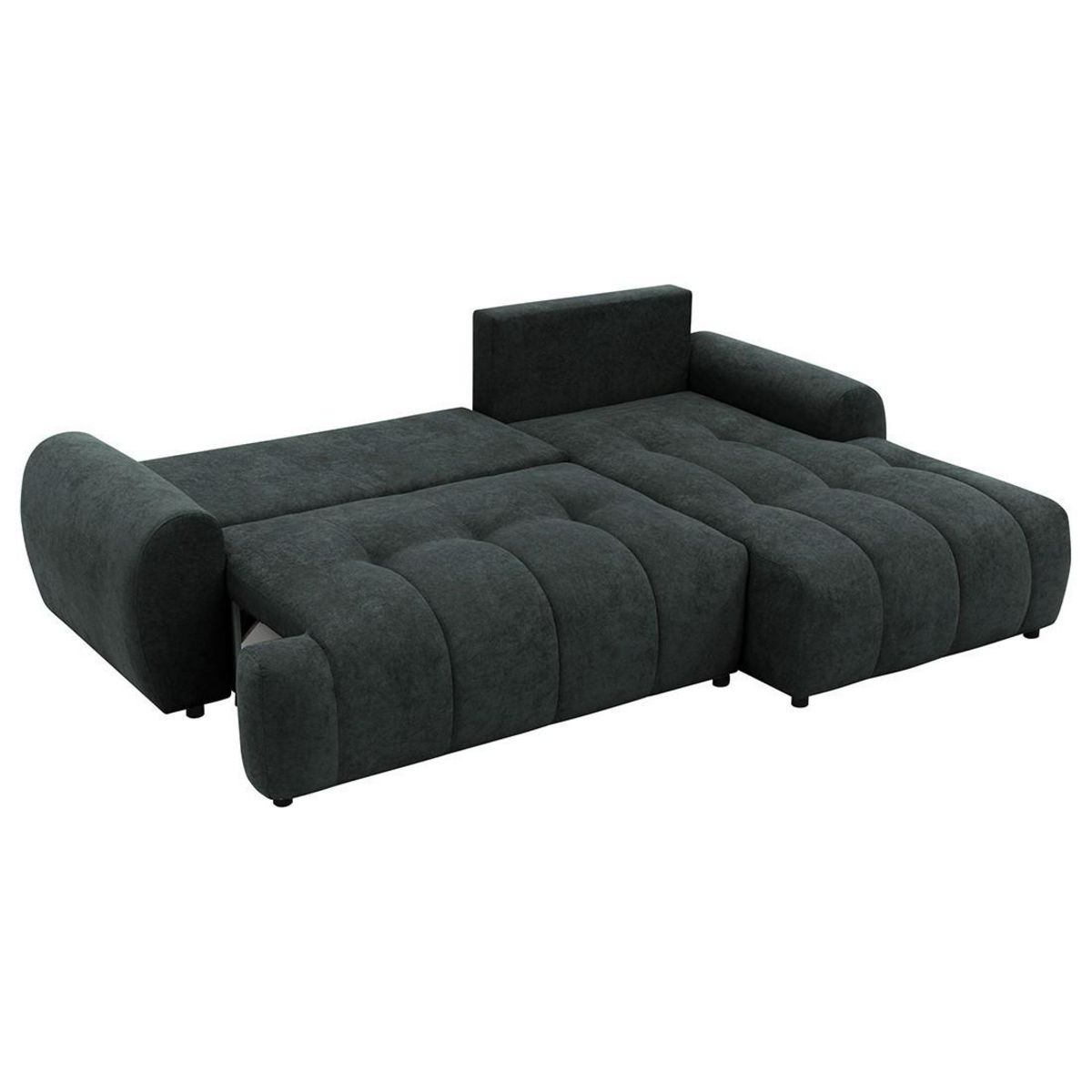 BEST MOBILIER Luzzio - canapé d'angle droit 4 places convertible avec coffre en tissu texturé