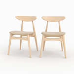 MAISON PAVANE Lot de 2 chaises en tissu beige et bois d'hévéa-Josette