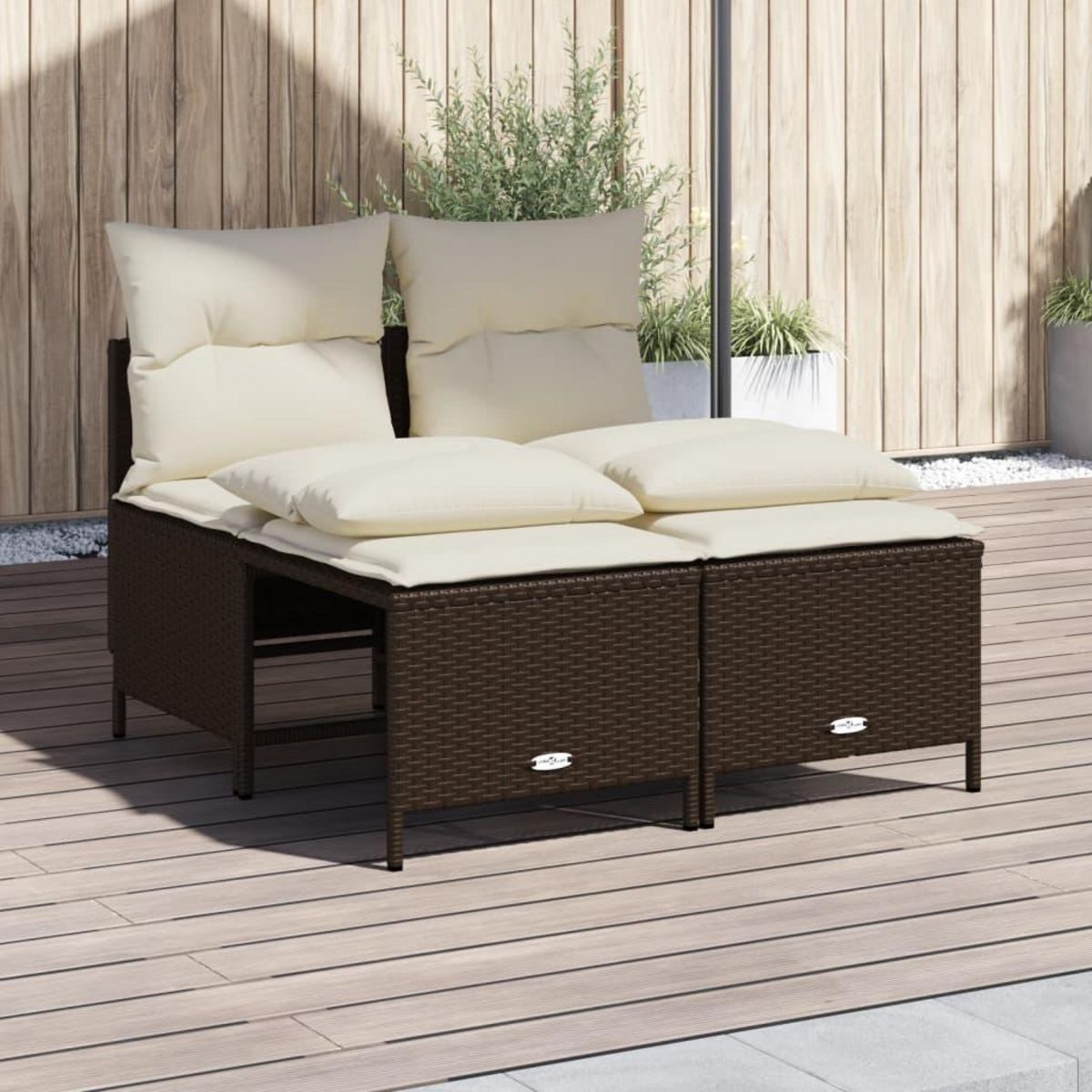 VIDAXL Salon de jardin 4 pcs avec coussins marron resine tressee
