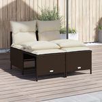 VIDAXL Salon de jardin 4 pcs avec coussins marron resine tressee