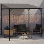 Voir la diapositive 2 : ID MARKET Pergola adossée 4 pieds 2,3 x 2,4 M tonnelle de jardin en acier avec toile gris anthracite