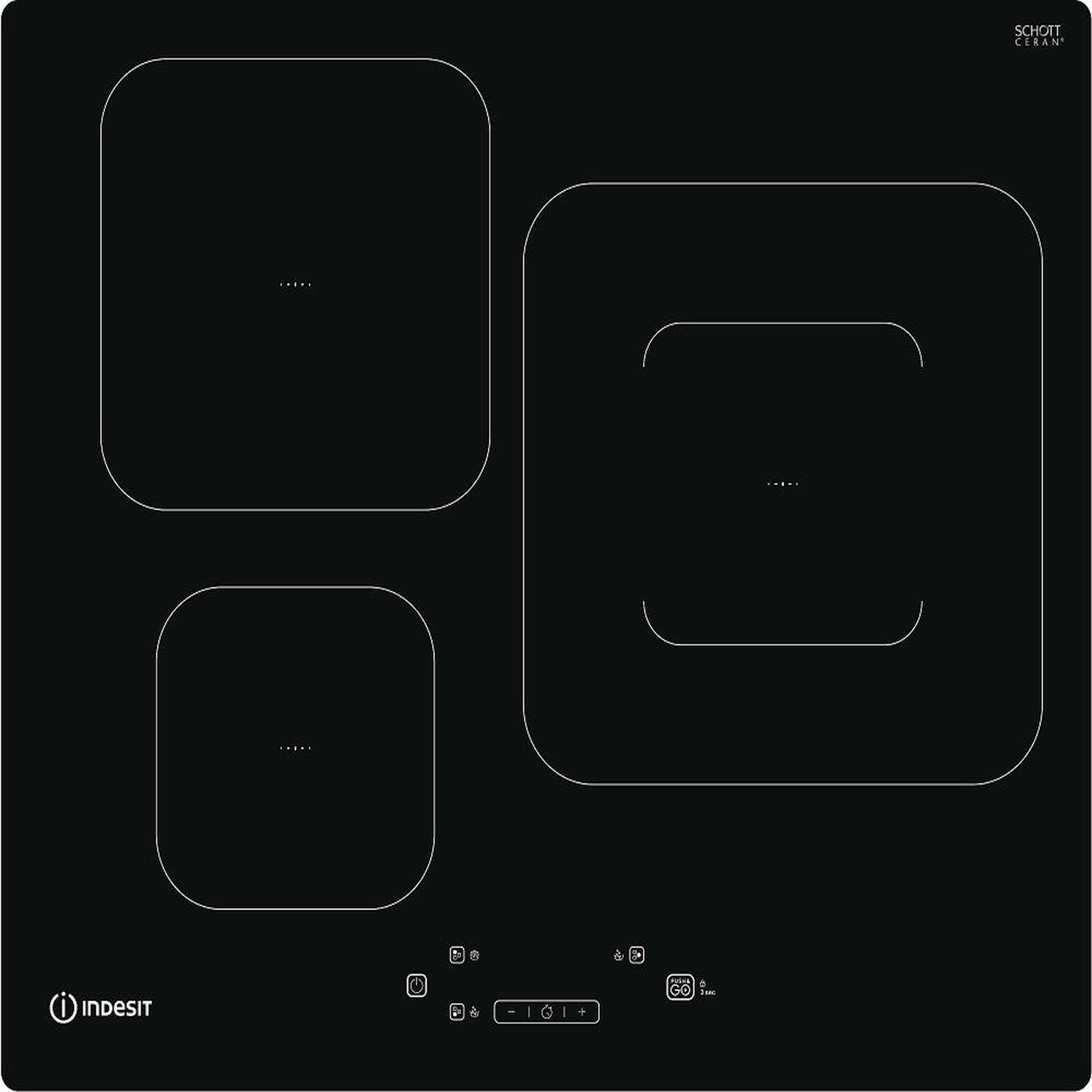 Indesit Table de cuisson induction 60cm 3 feux 7200w noir - is33q60ne