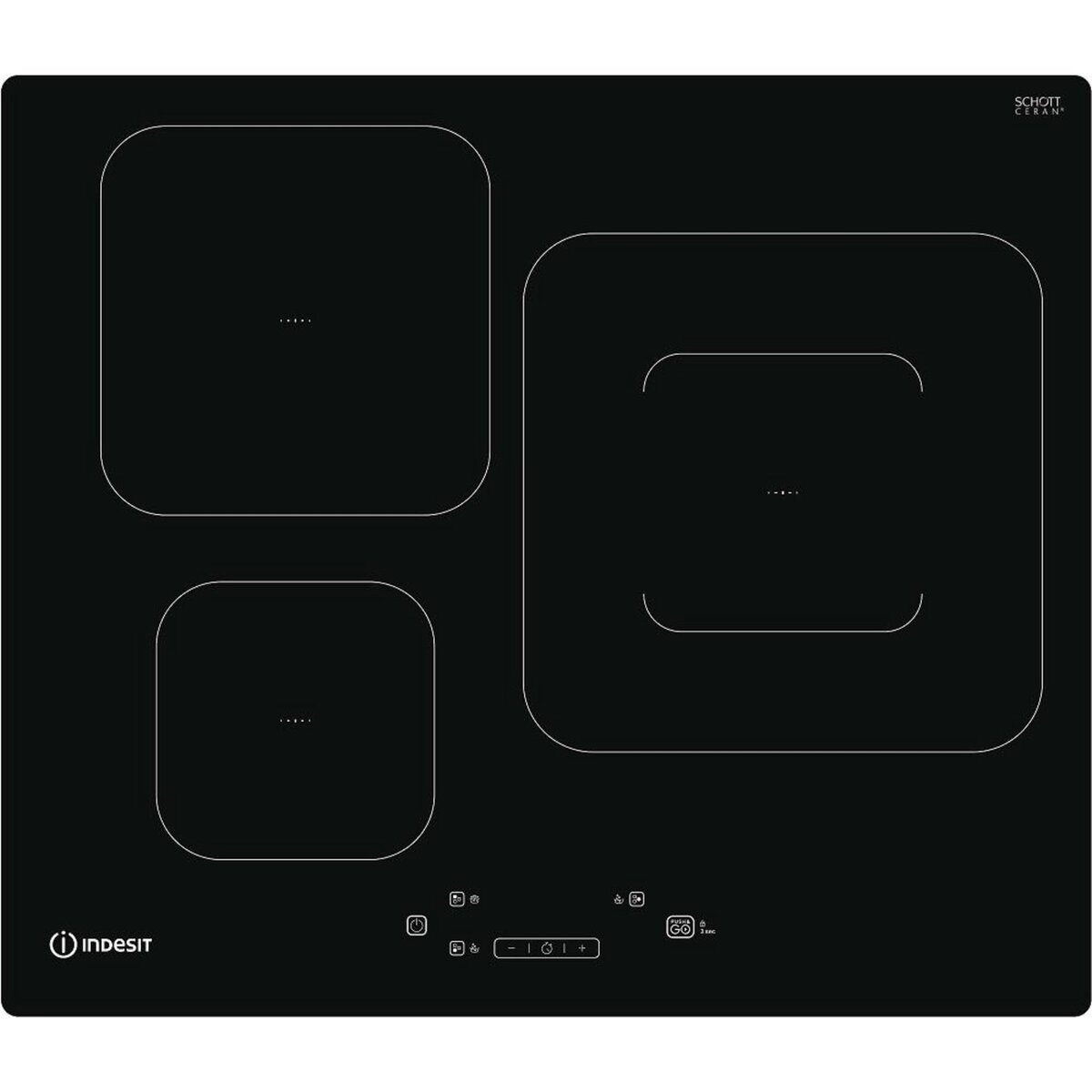 Indesit Table de cuisson induction 60cm 3 feux 7200w noir - is33q60ne